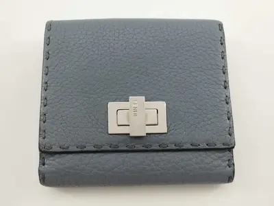 Selleria Fendi Peekaboo Micro Tri-fold Wallet, Gray