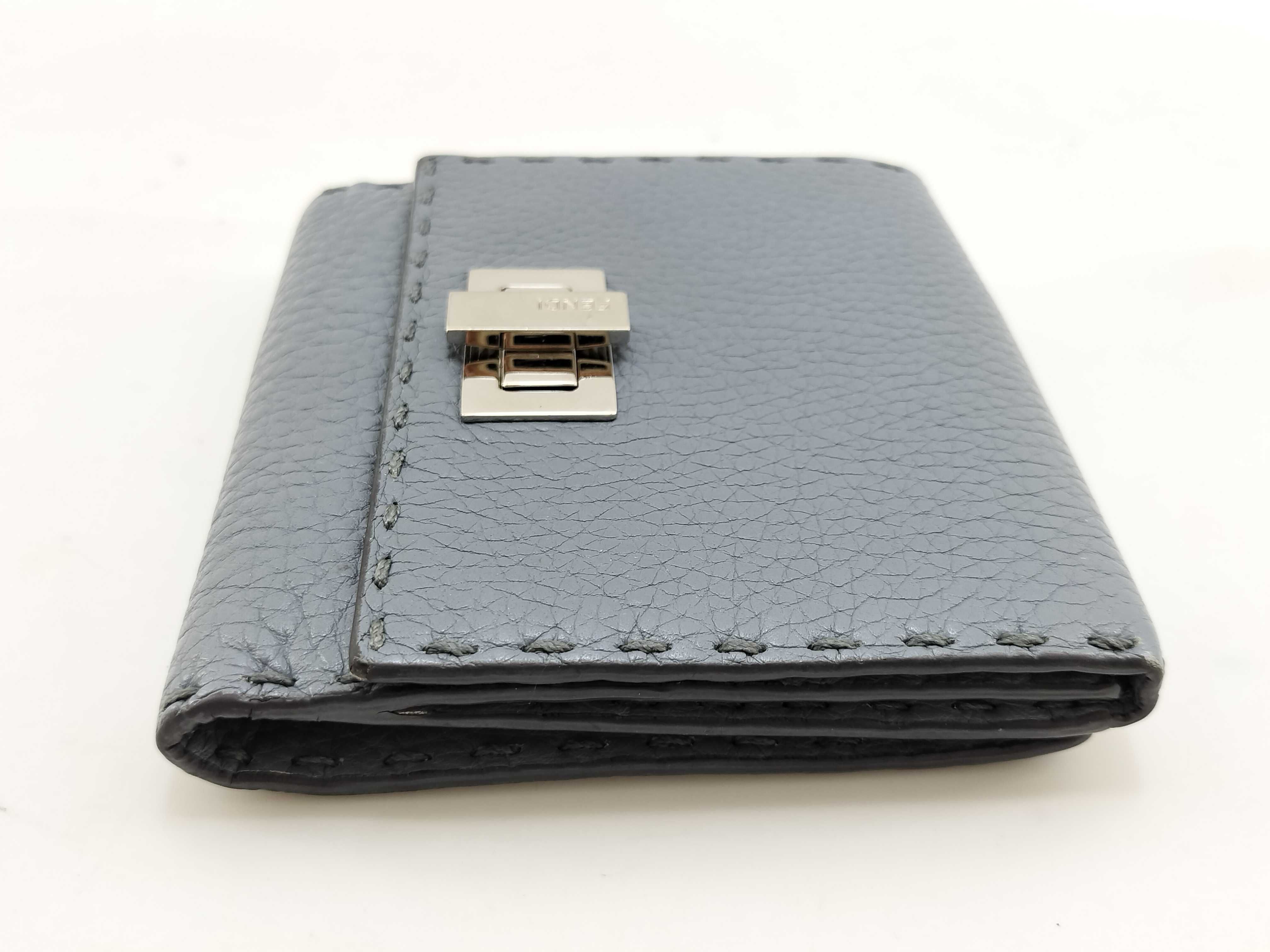 Selleria Fendi Peekaboo Micro Tri-fold Wallet, Gray — view 3