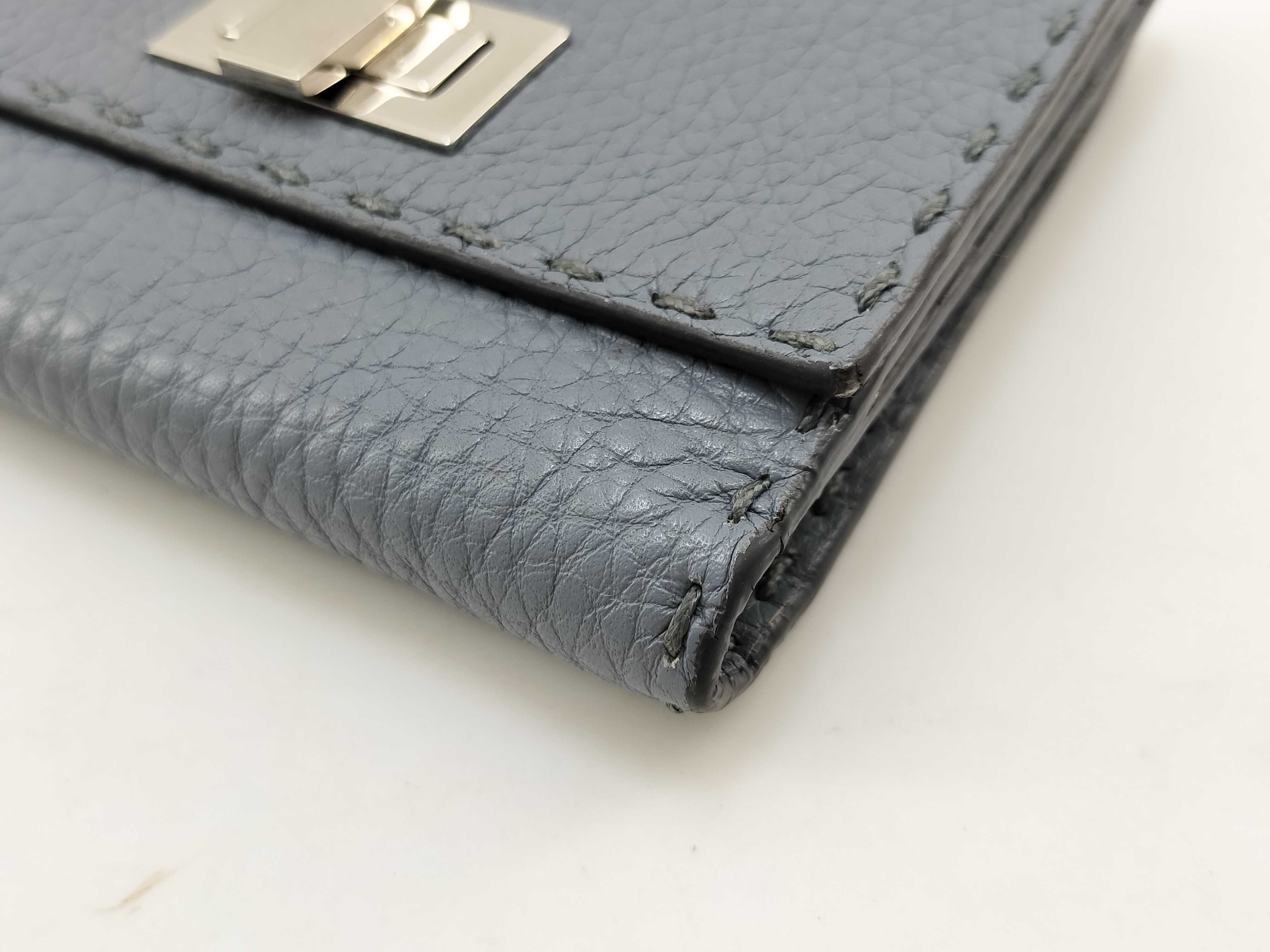 Selleria Fendi Peekaboo Micro Tri-fold Wallet, Gray — view 4