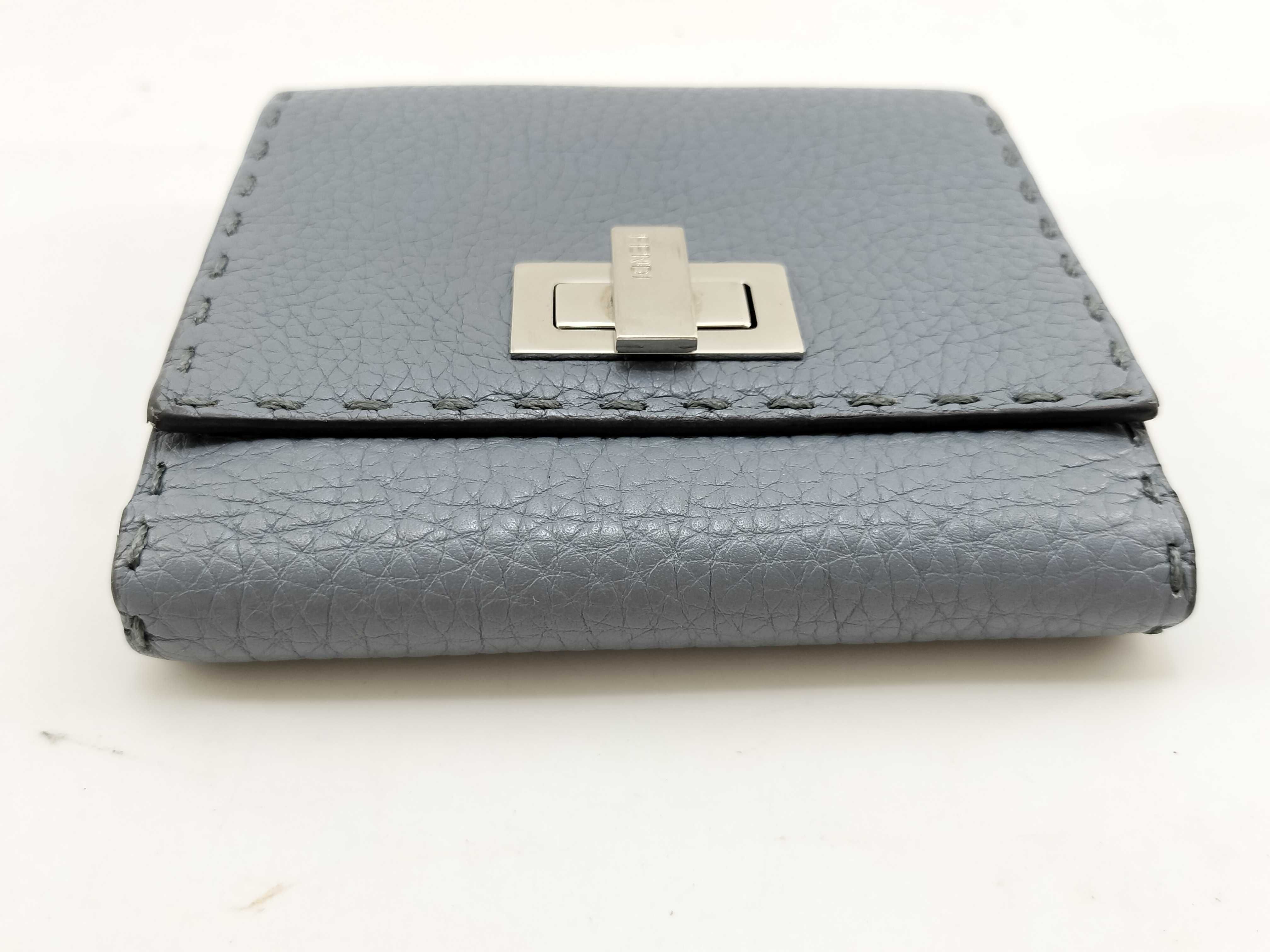 Selleria Fendi Peekaboo Micro Tri-fold Wallet, Gray — view 5