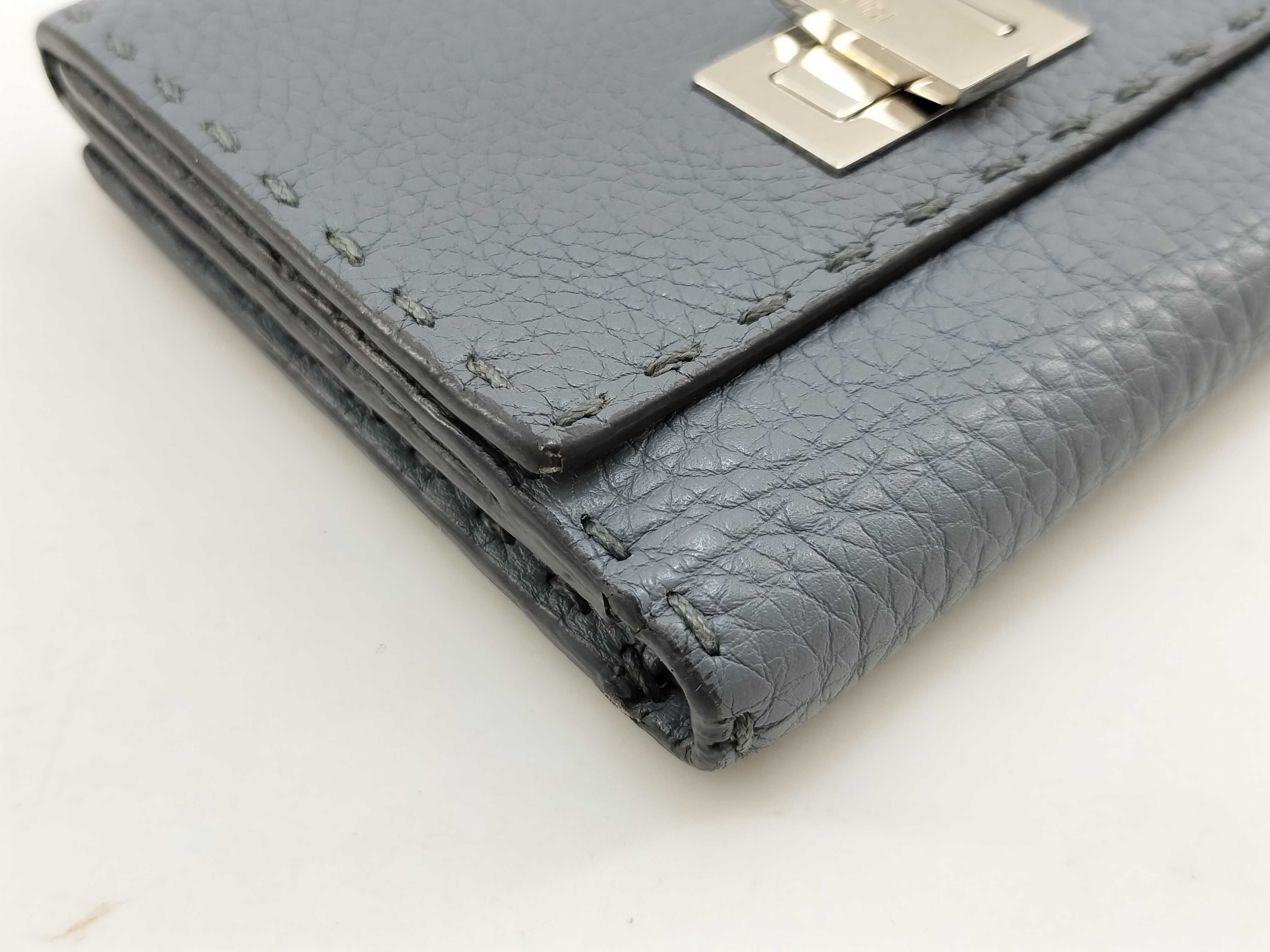 Selleria Fendi Peekaboo Micro Tri-fold Wallet, Gray — view 6