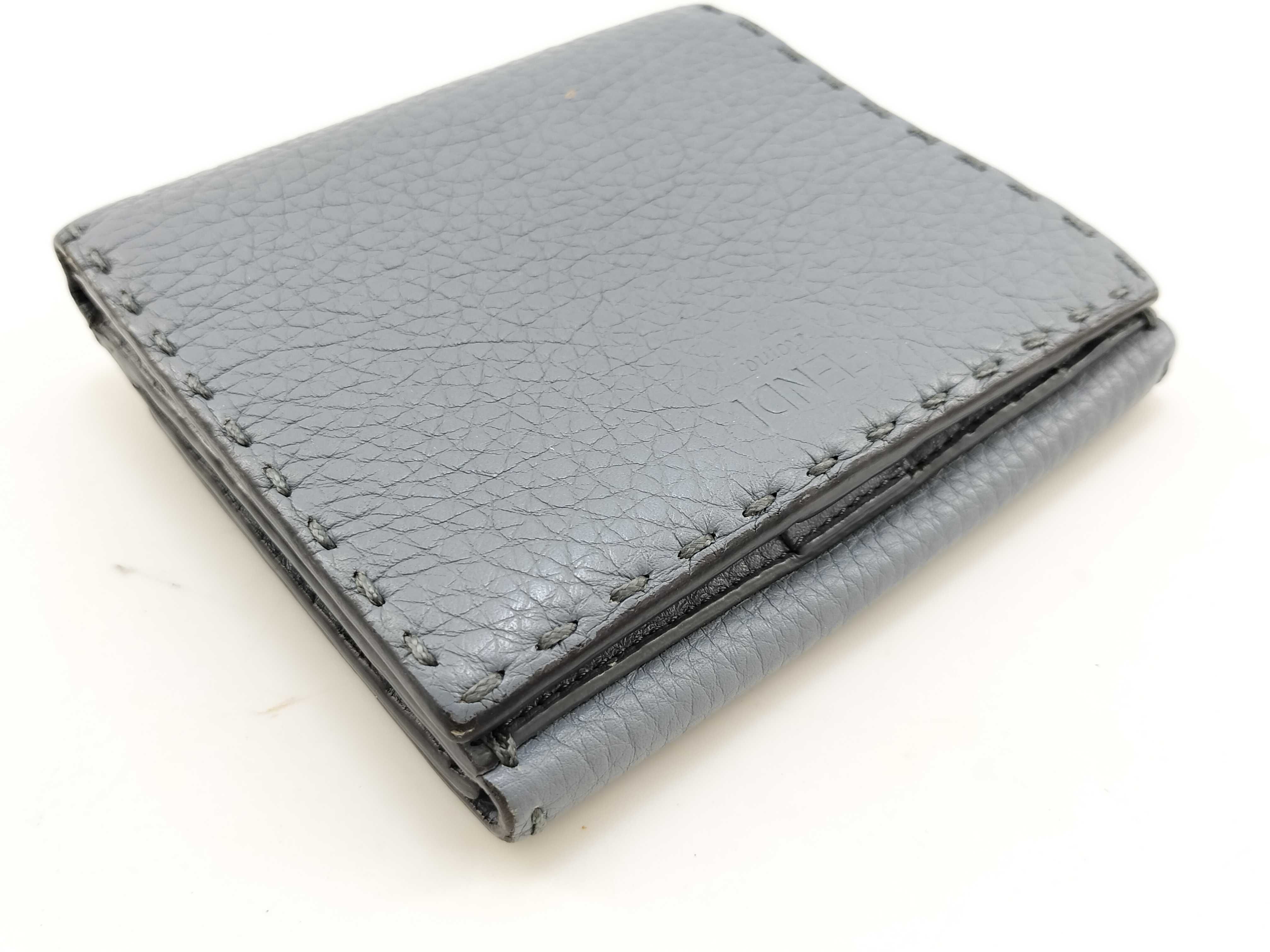 Selleria Fendi Peekaboo Micro Tri-fold Wallet, Gray — view 7