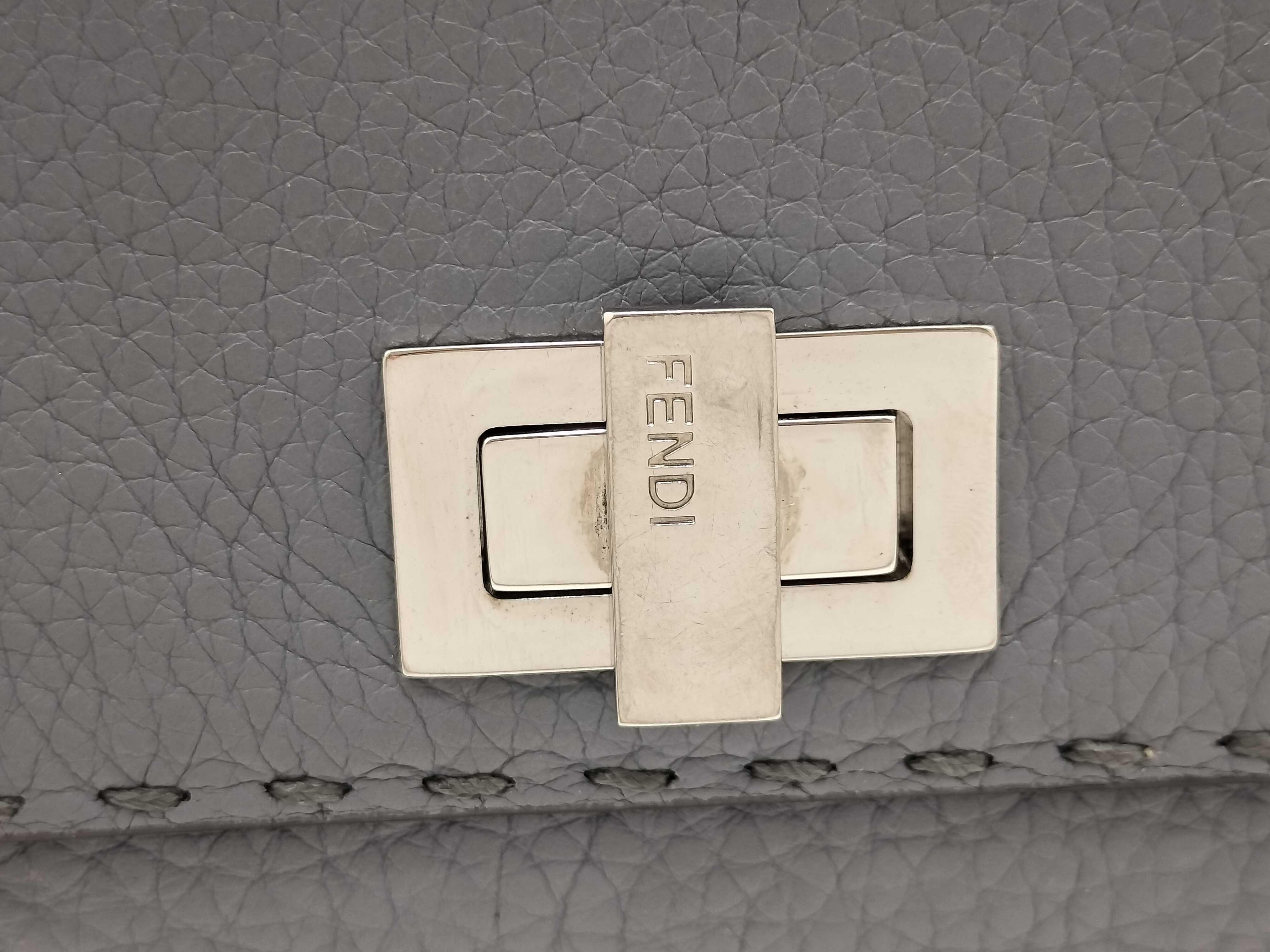 Selleria Fendi Peekaboo Micro Tri-fold Wallet, Gray — view 8