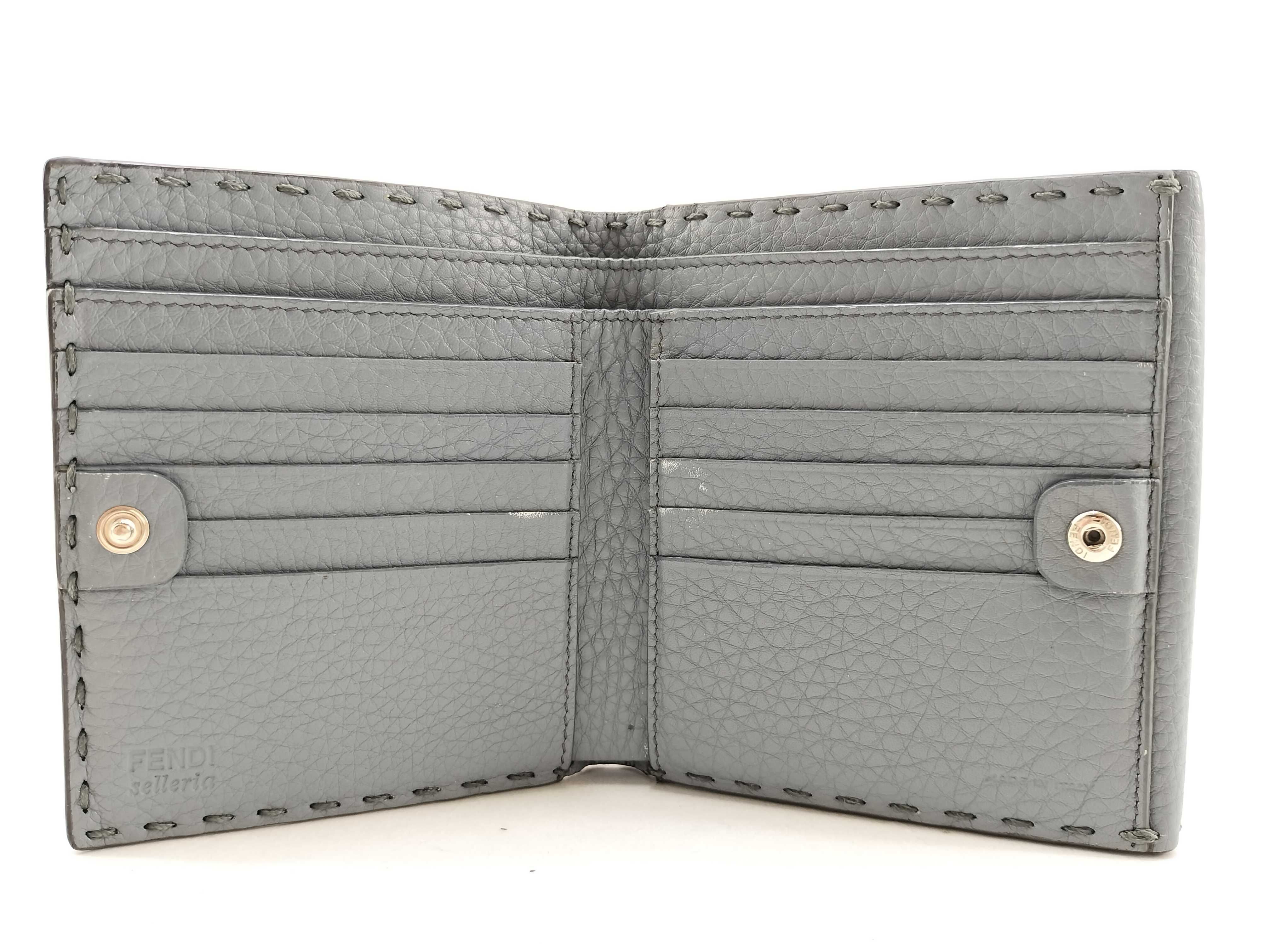 Selleria Fendi Peekaboo Micro Tri-fold Wallet, Gray — view 9