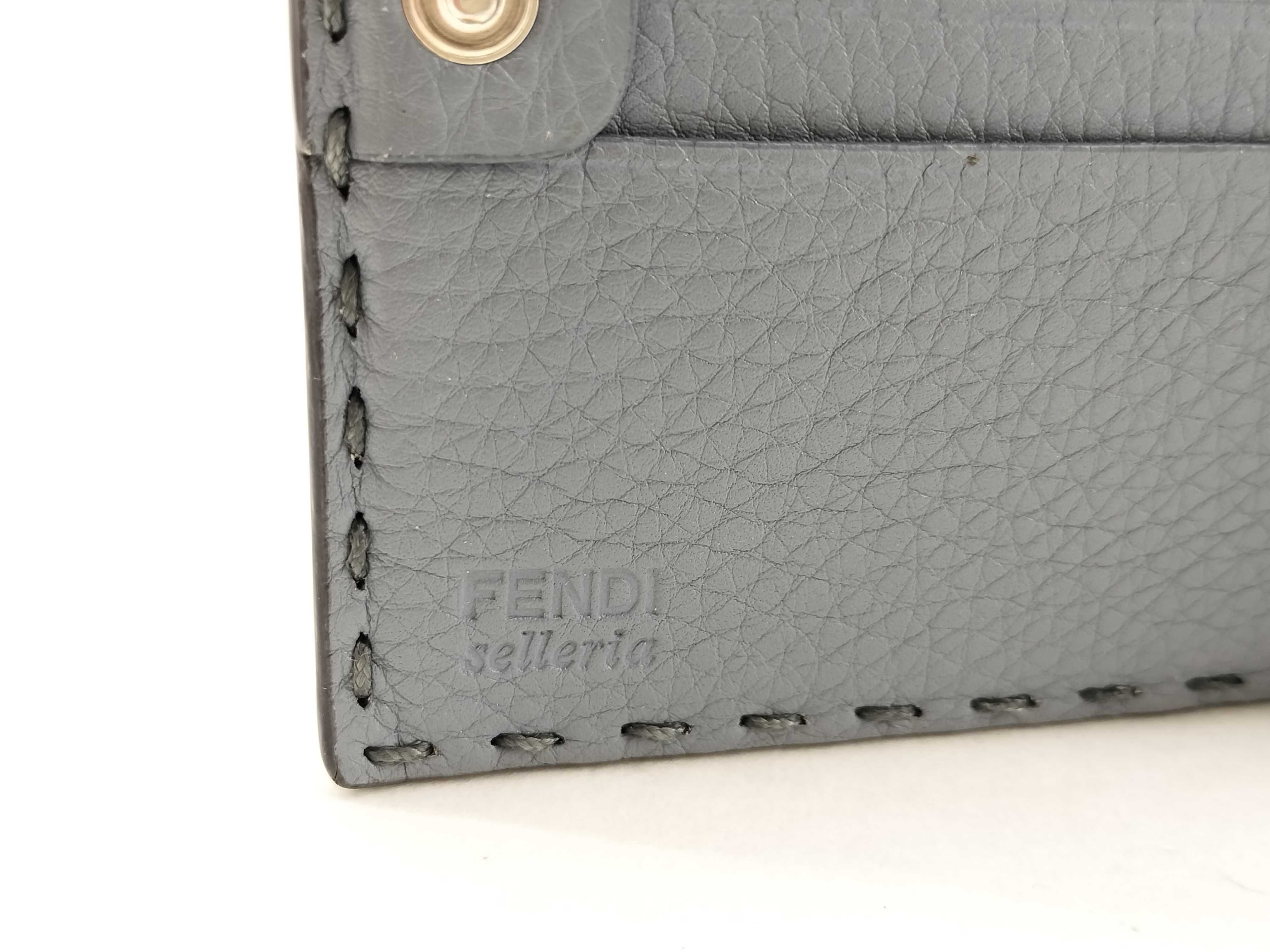 Selleria Fendi Peekaboo Micro Tri-fold Wallet, Gray — view 10