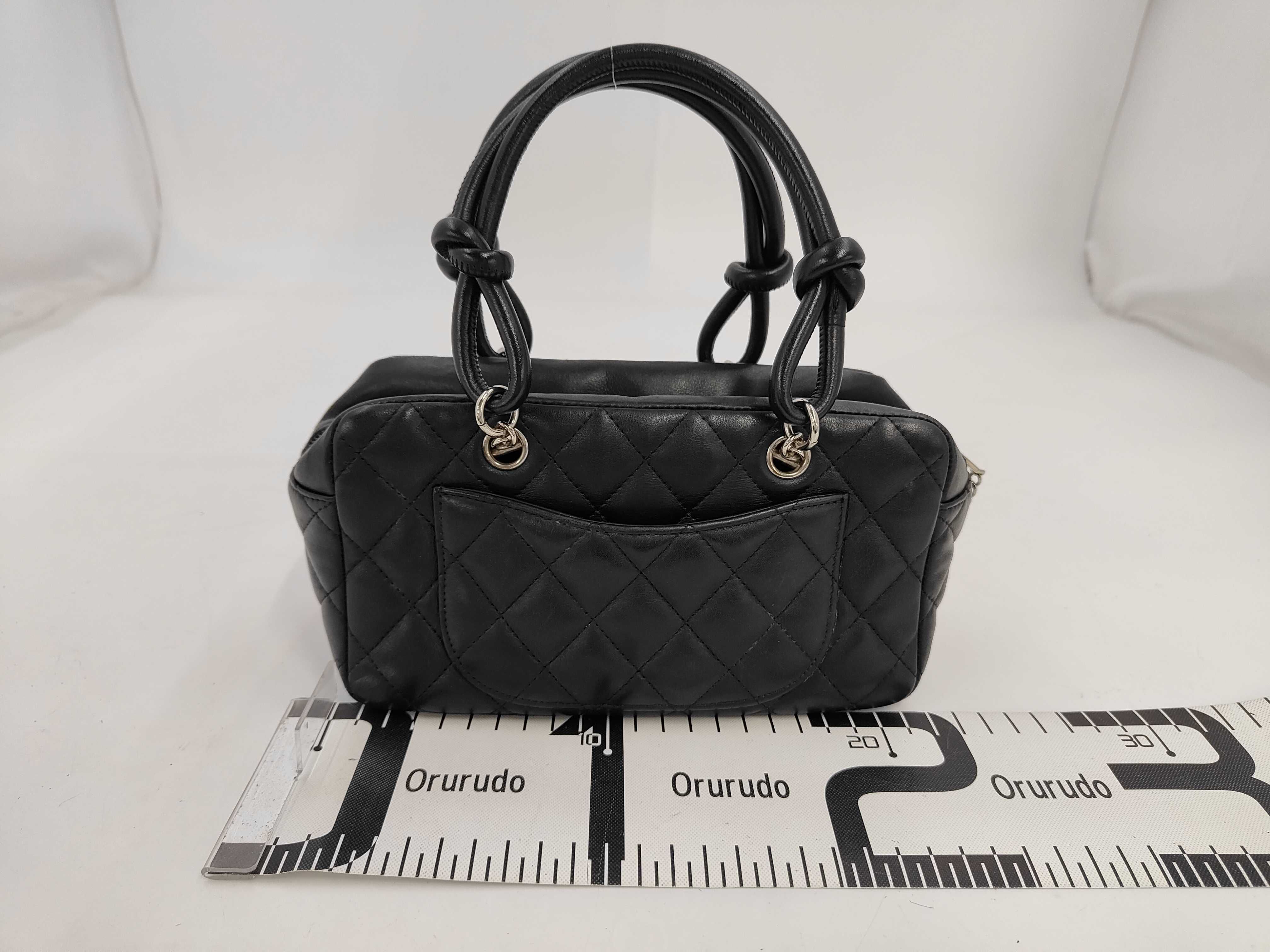 Cambon Line Large Coco Calfskin Mini Handbag, W20cm, Card/Seal Serial Number 10s, Black Handbag — view 2