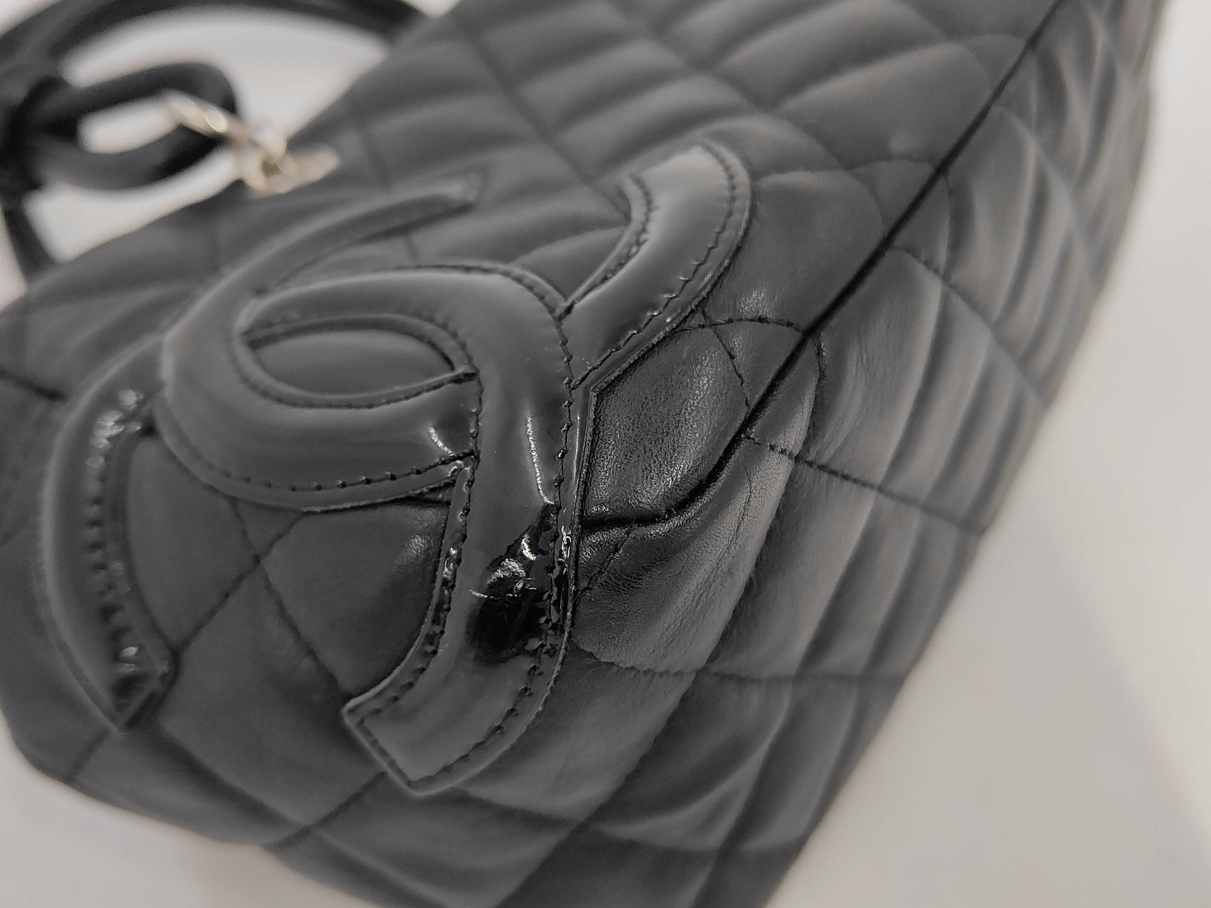Cambon Line Large Coco Calfskin Mini Handbag, W20cm, Card/Seal Serial Number 10s, Black Handbag — view 4