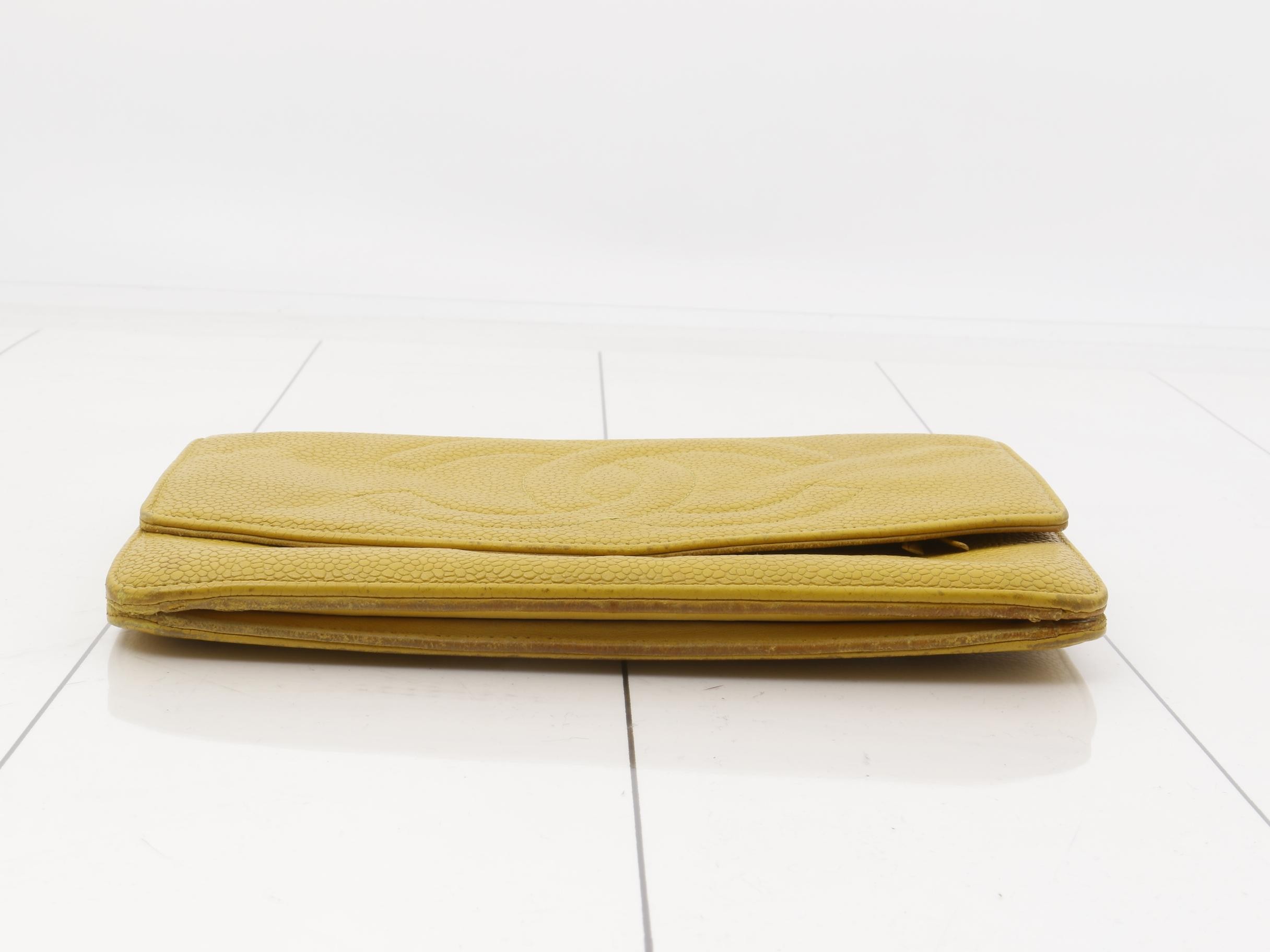 Caviar leather (bag) and long wallet, yellow — view 3