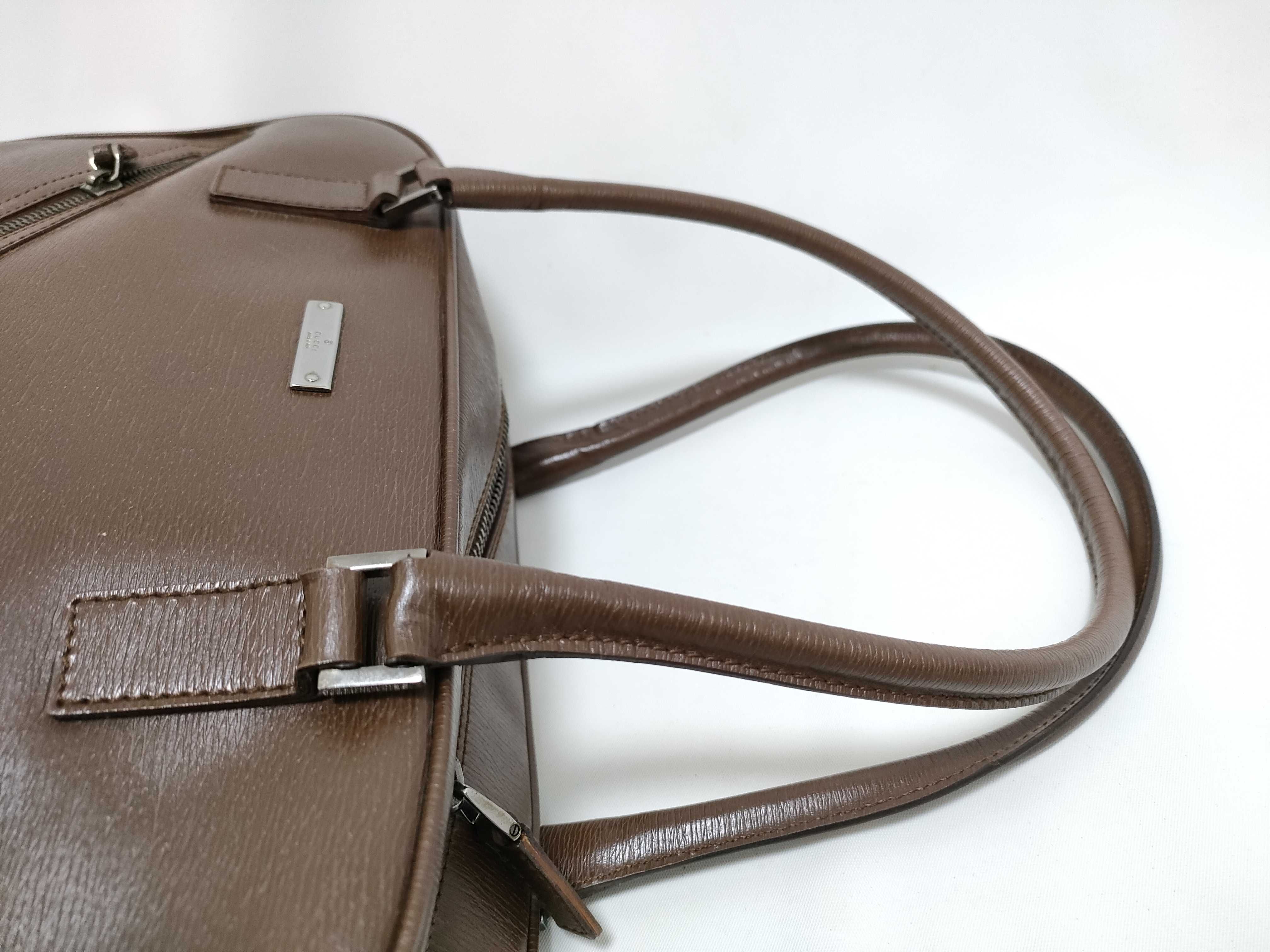 Leather Handbag, Brown — view 3