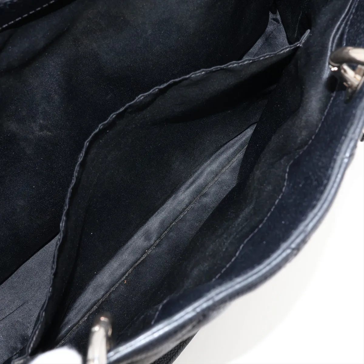 GST Caviar Skin Chain Tote Bag, Black with Silver Hardware — view 11