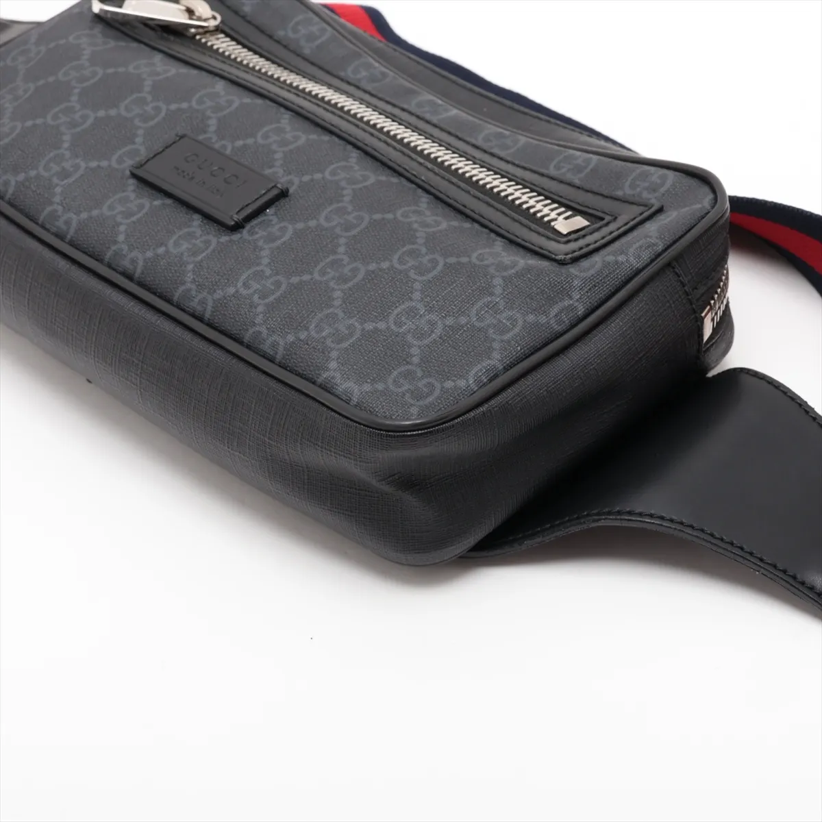 GG Supreme 474293 PVC x Leather Body Bag, Black — view 3