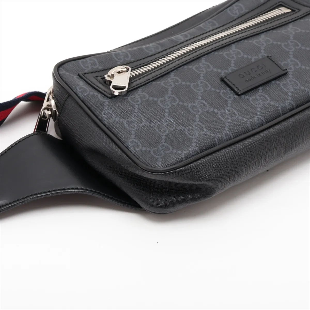 GG Supreme 474293 PVC x Leather Body Bag, Black — view 4