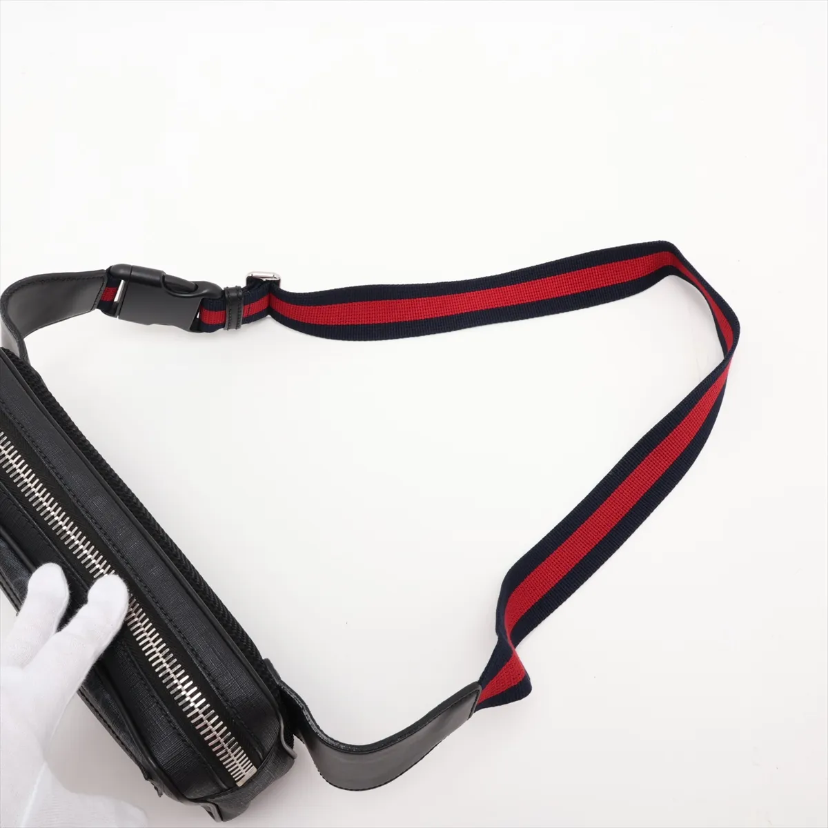 GG Supreme 474293 PVC x Leather Body Bag, Black — view 5
