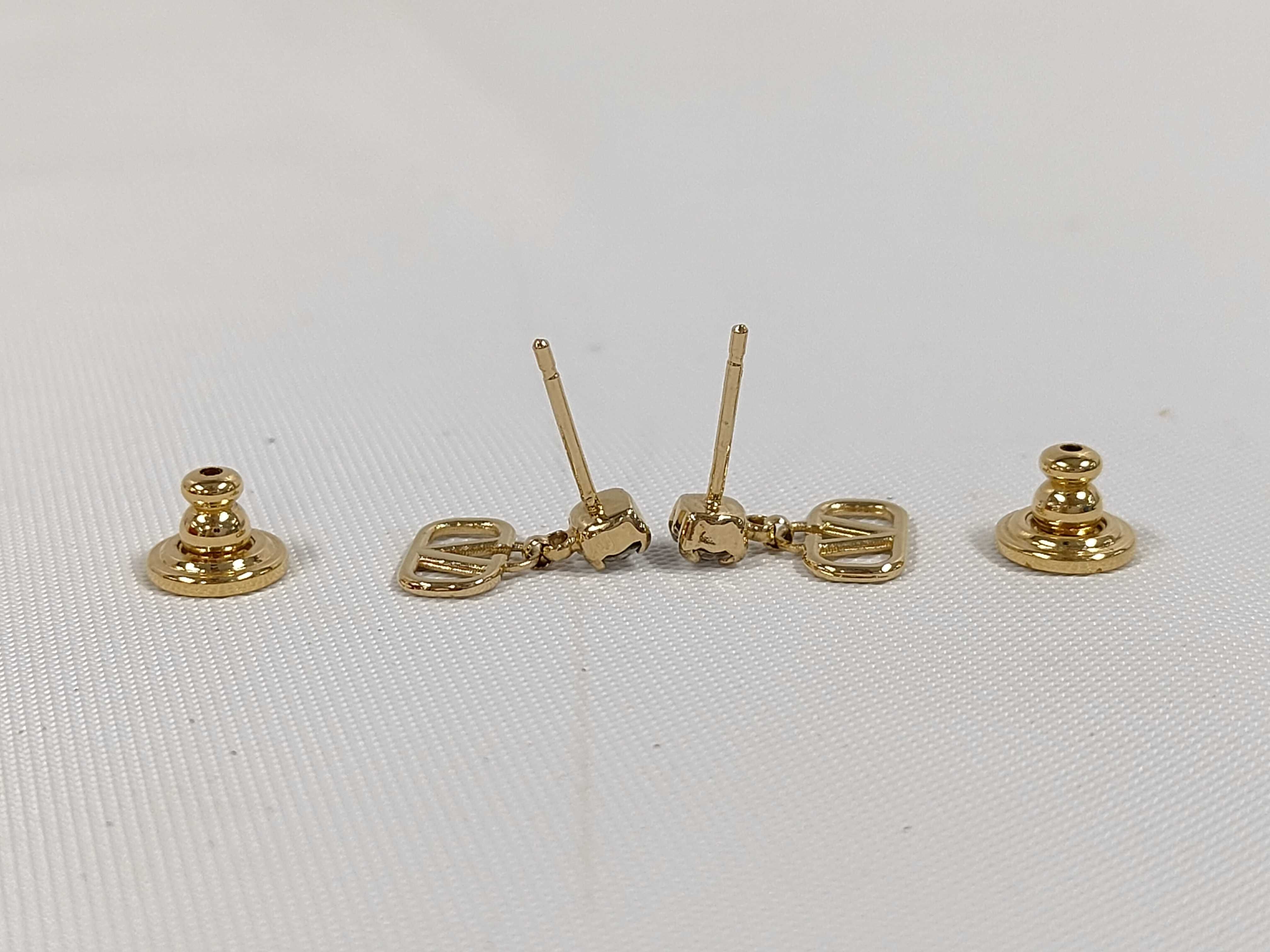 V-logo Stone Gold Pe Earrings — view 3