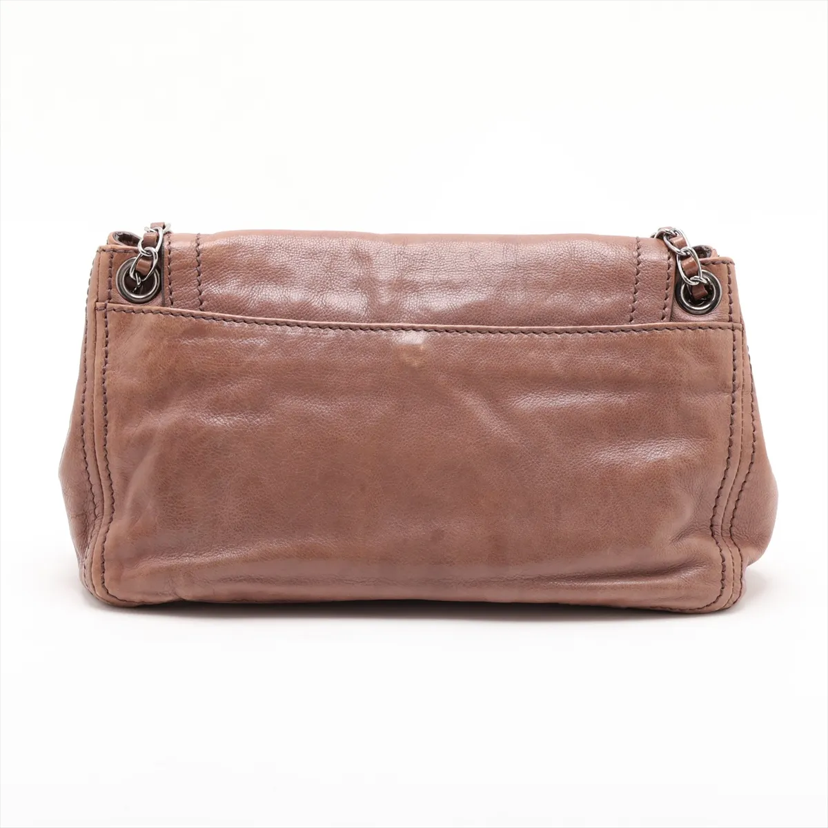 Leather Chain Shoulder Bag, Brown, B4659C — view 2