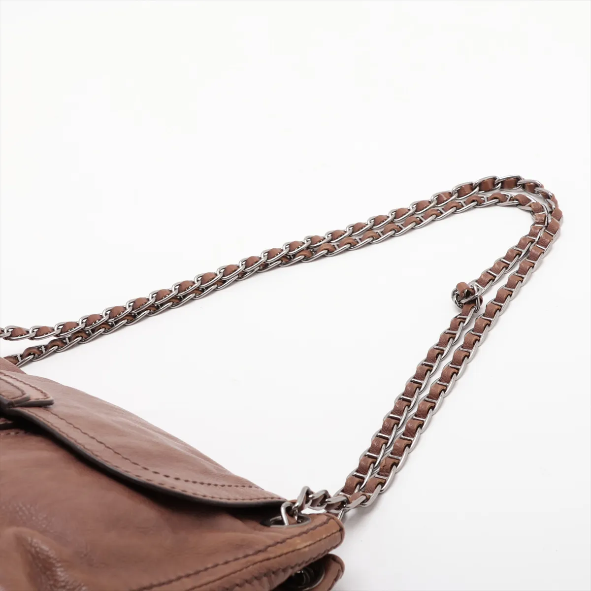 Leather Chain Shoulder Bag, Brown, B4659C — view 5