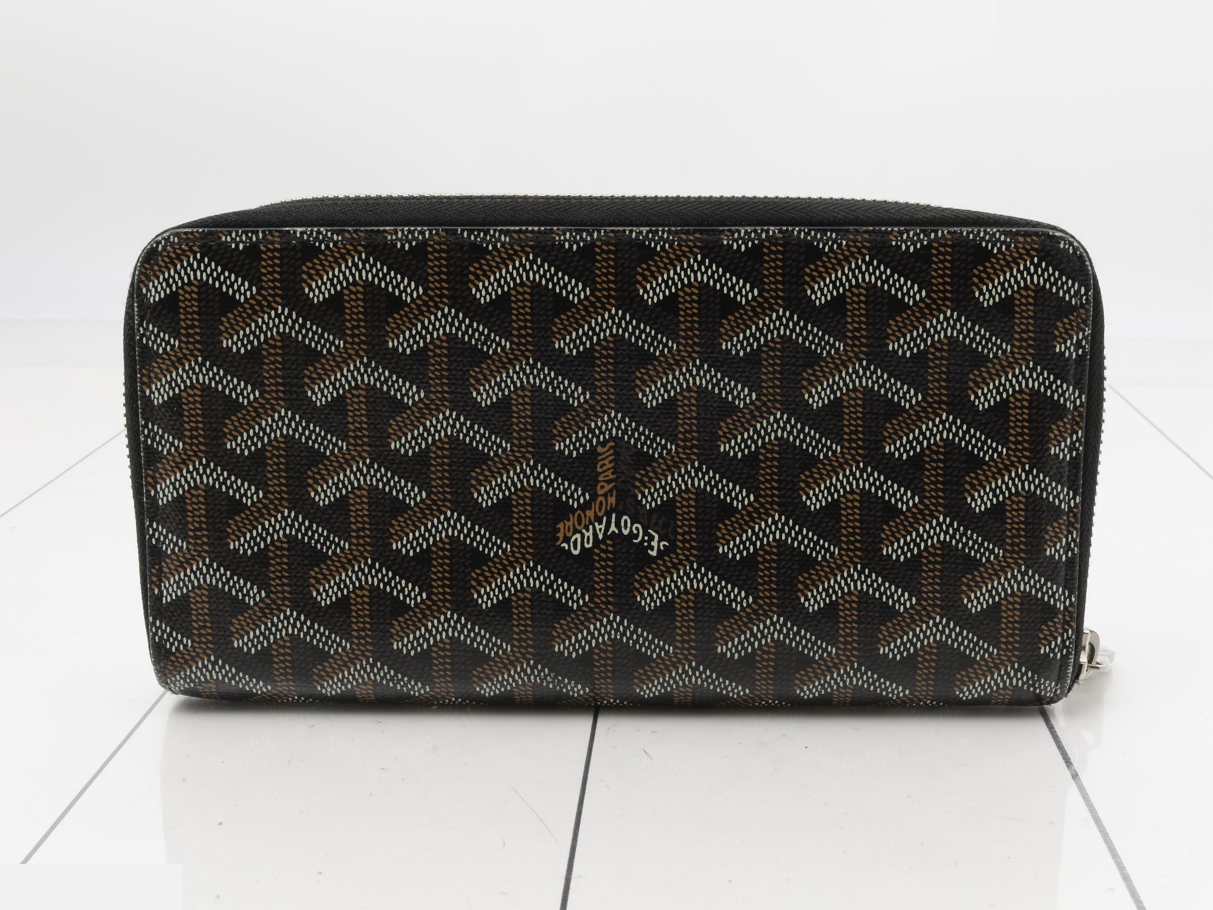 Goyardine Long Wallet, Round, Coated Canvas, Brown — view 2