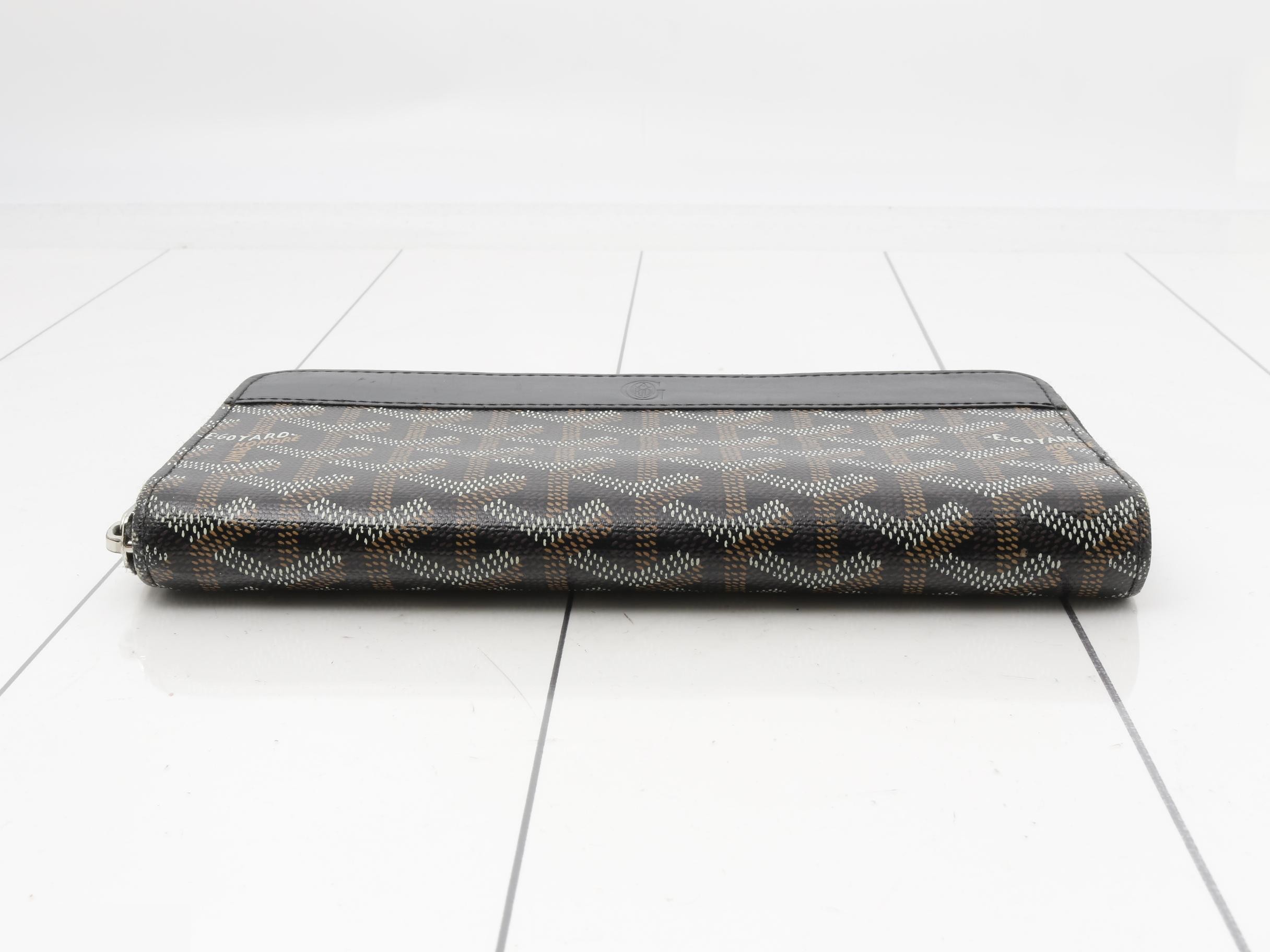 Goyardine Long Wallet, Round, Coated Canvas, Brown — view 3