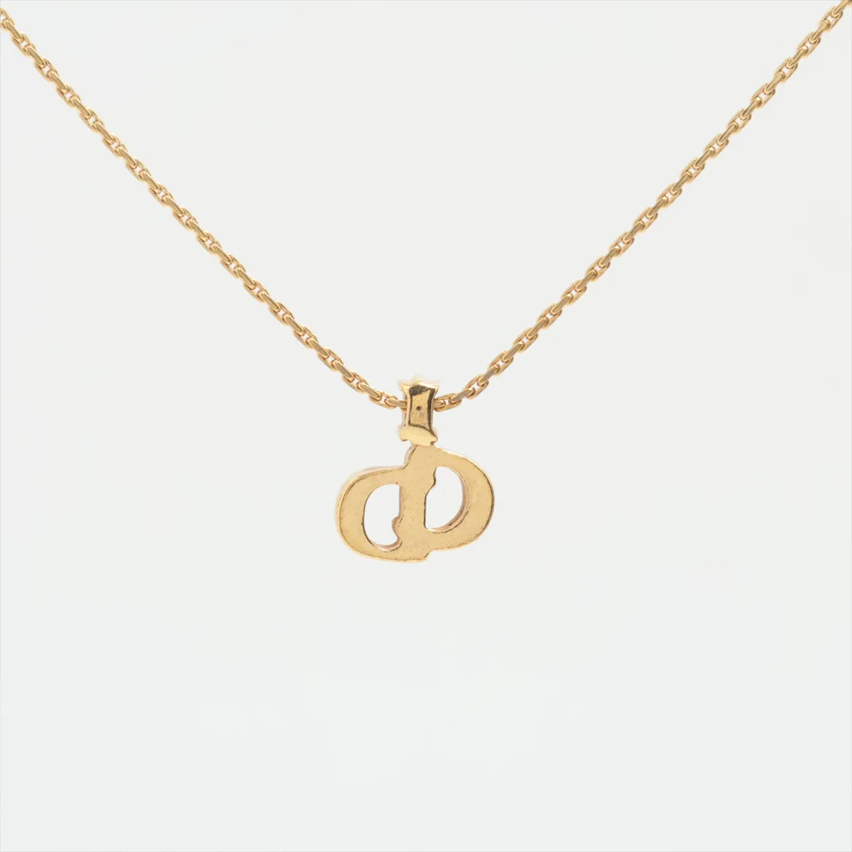 CD Logo Necklace GP x Rhinestone Gold — view 2