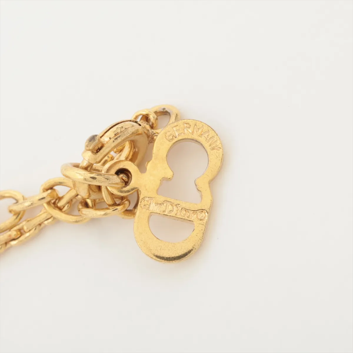 CD Logo Necklace GP x Rhinestone Gold — view 4