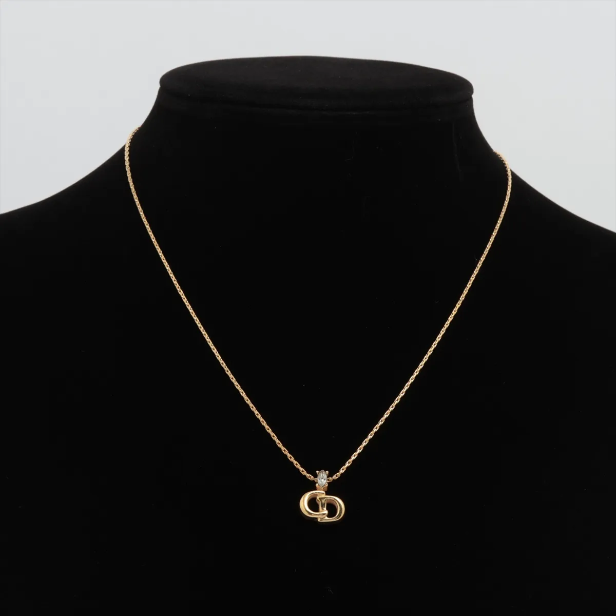 CD Logo Necklace GP x Rhinestone Gold — view 5