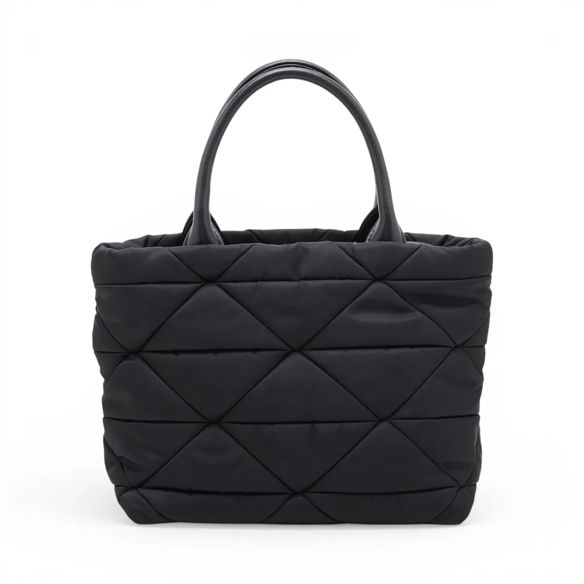 Tessuto Quilted Nylon x Leather 2-Way Handbag, Black, 1BG373 — view 2