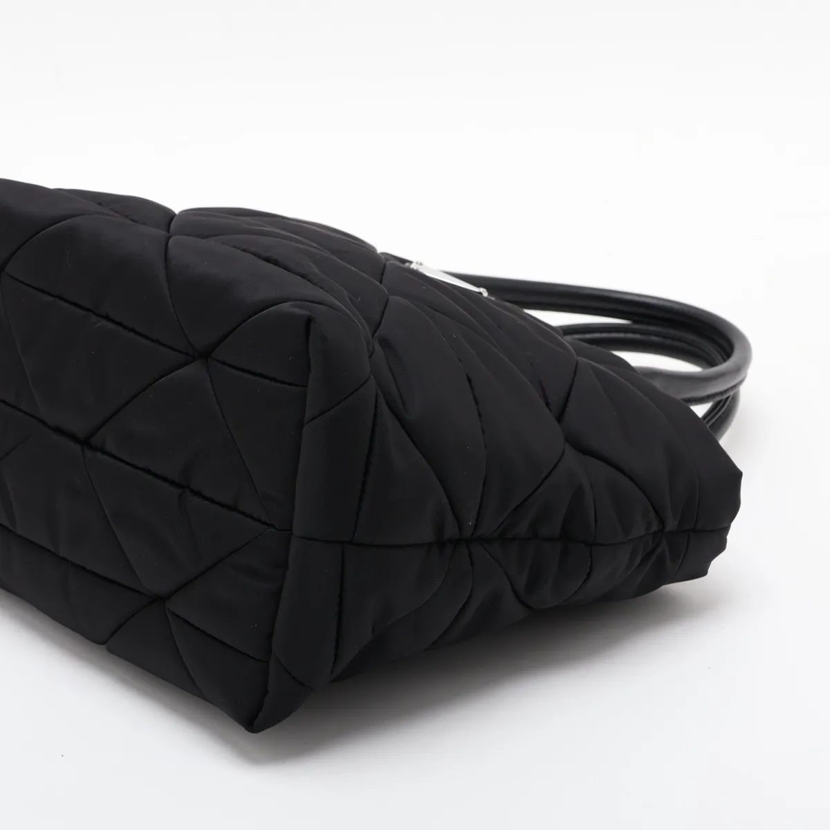Tessuto Quilted Nylon x Leather 2-Way Handbag, Black, 1BG373 — view 3
