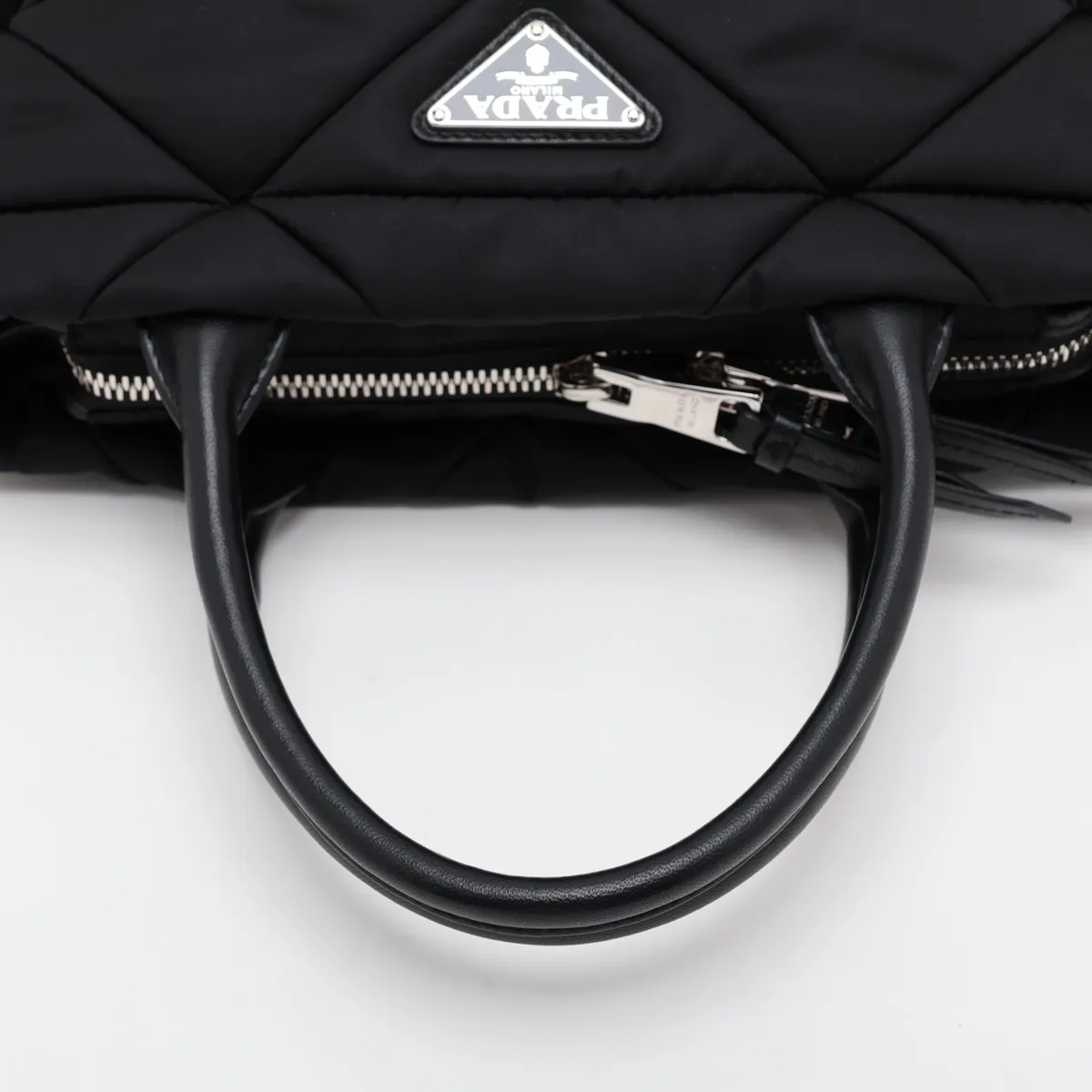 Tessuto Quilted Nylon x Leather 2-Way Handbag, Black, 1BG373 — view 5