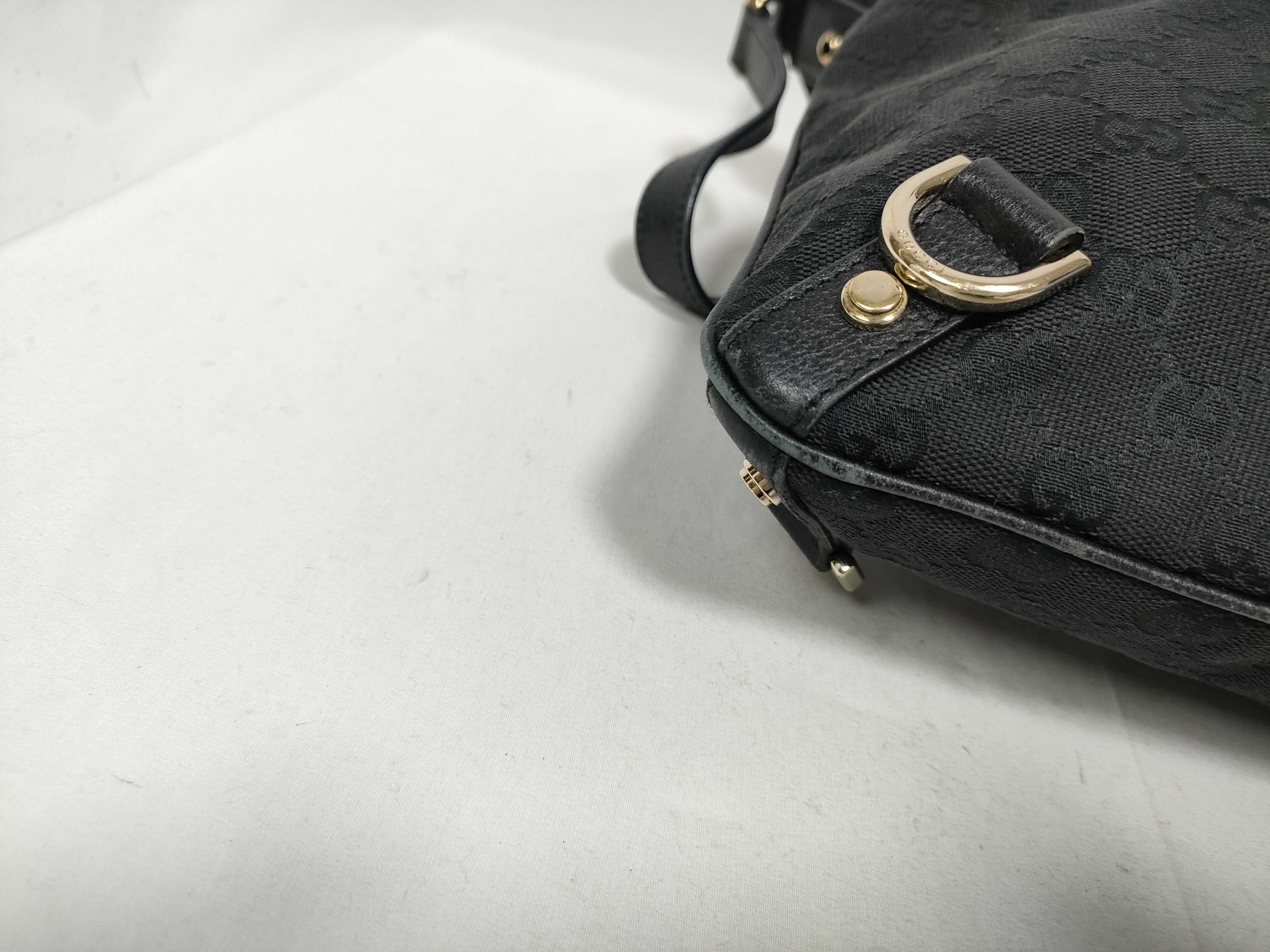 GG Canvas Black Leather Shoulder Bag 131326 — view 5