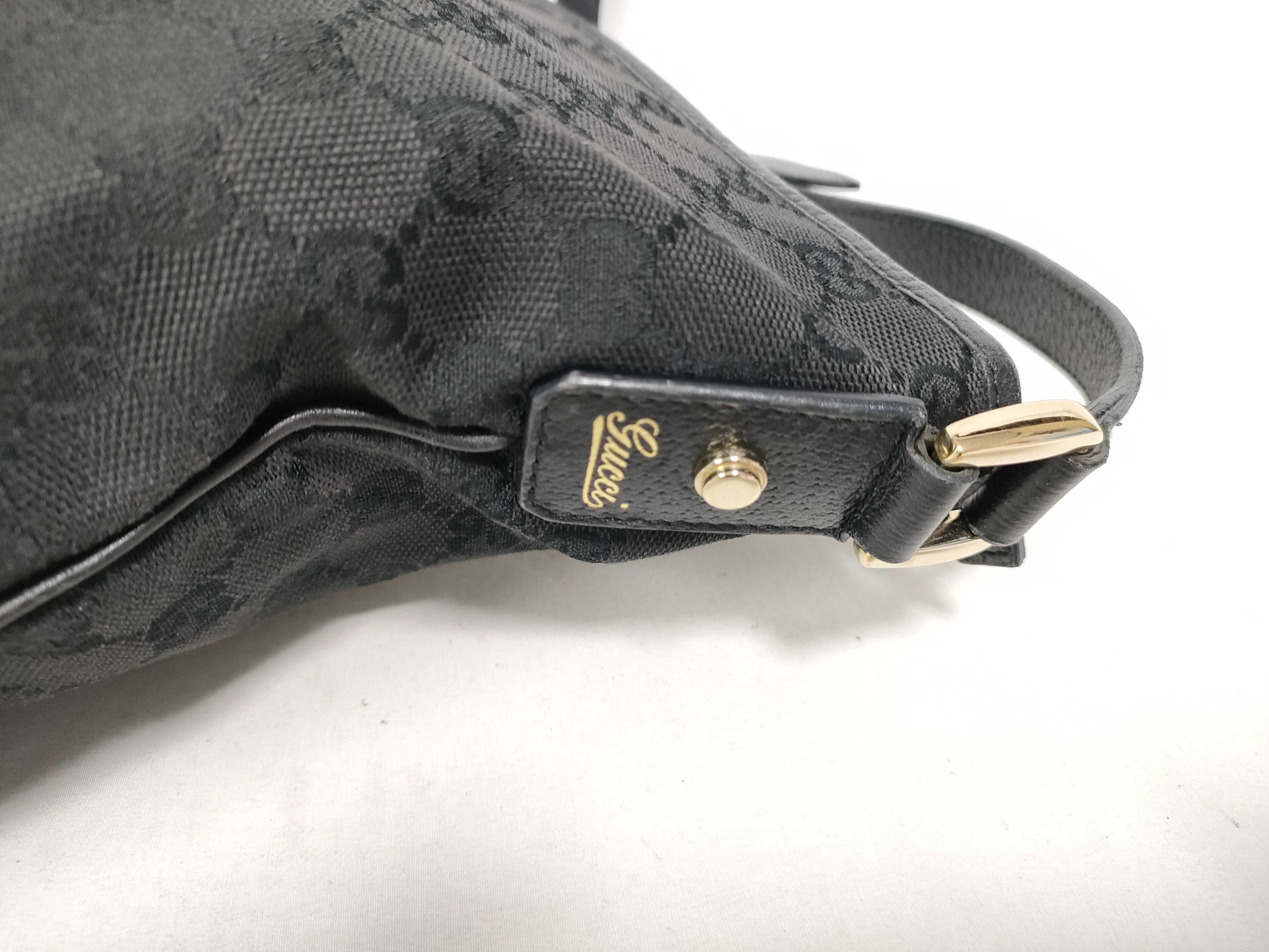 GG Canvas Black Leather Shoulder Bag 131326 — view 7