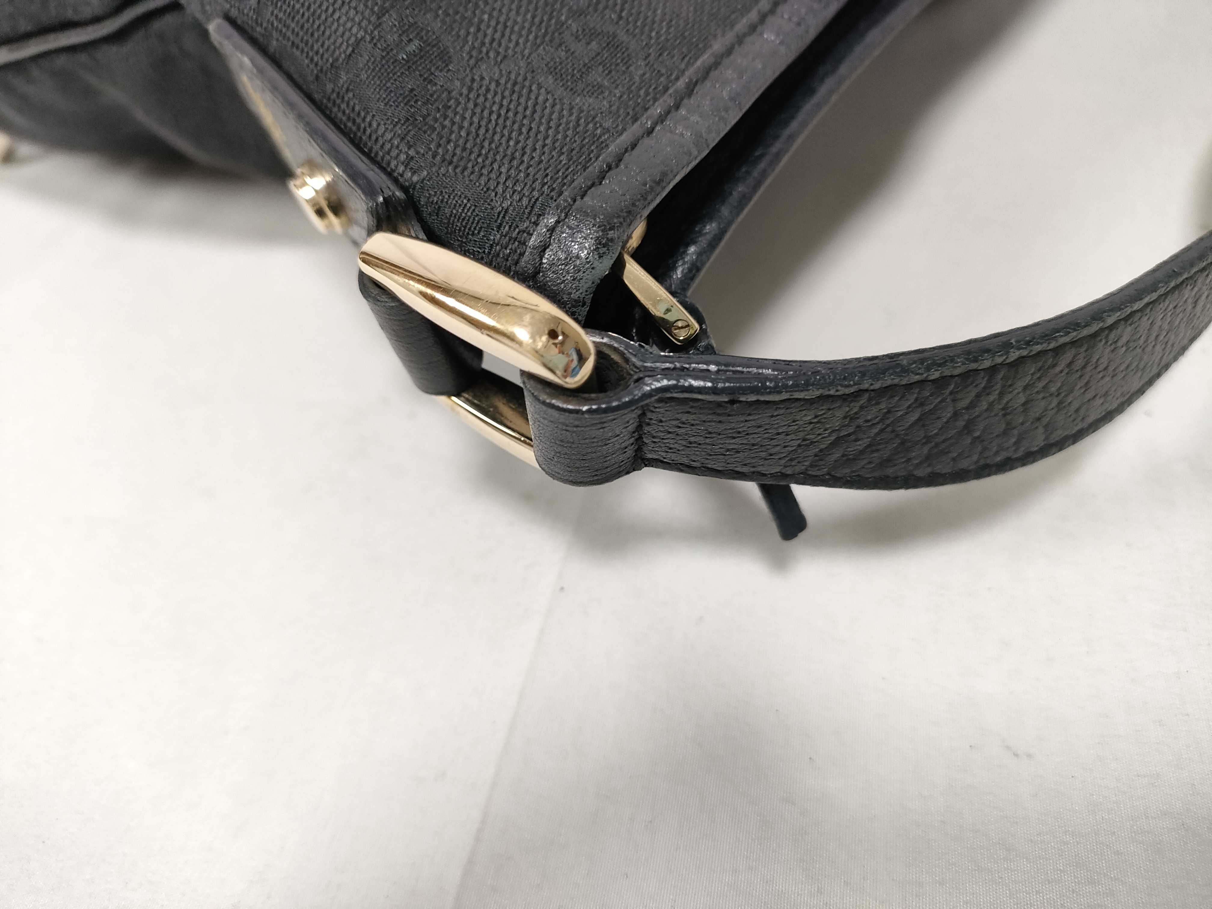 GG Canvas Black Leather Shoulder Bag 131326 — view 8