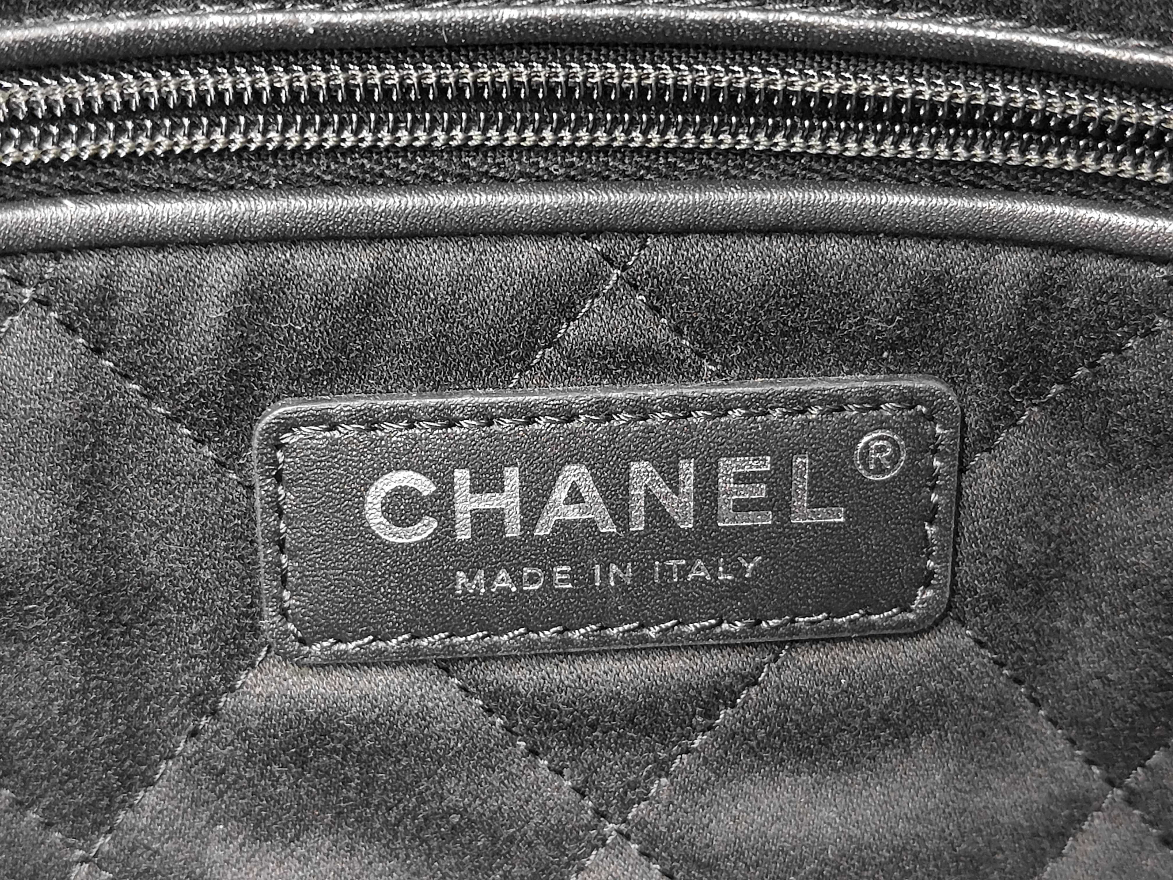22 Shiny Calfskin Chain Shoulder Bag with Silver Hardware and Pouch, Serial Number Plate, AS3260, Black Bag — view 9