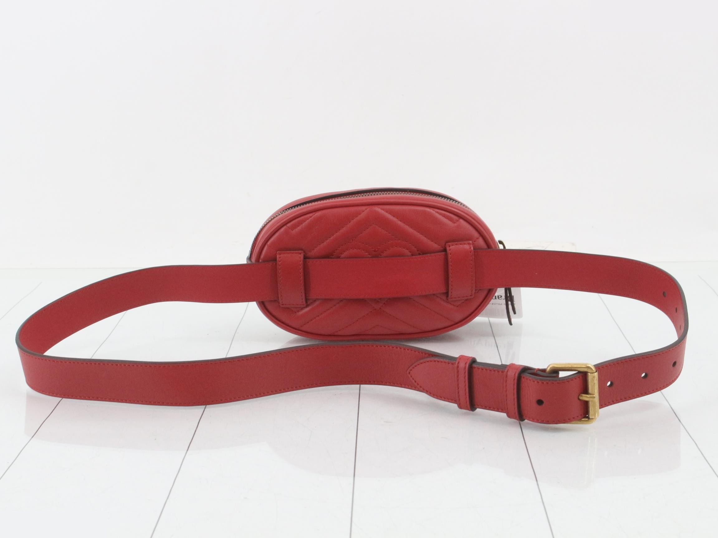 GG Marmont Leather Body Bag/Waist Bag, Red — view 2