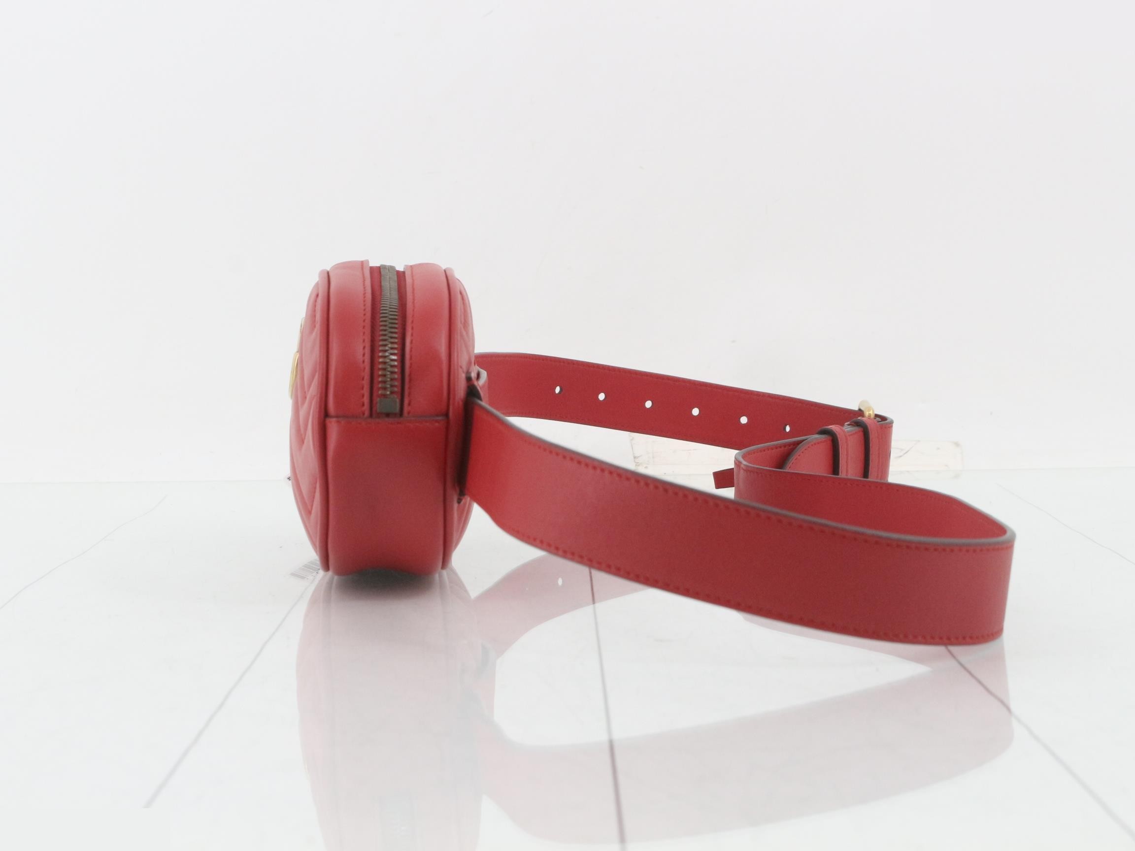 GG Marmont Leather Body Bag/Waist Bag, Red — view 3