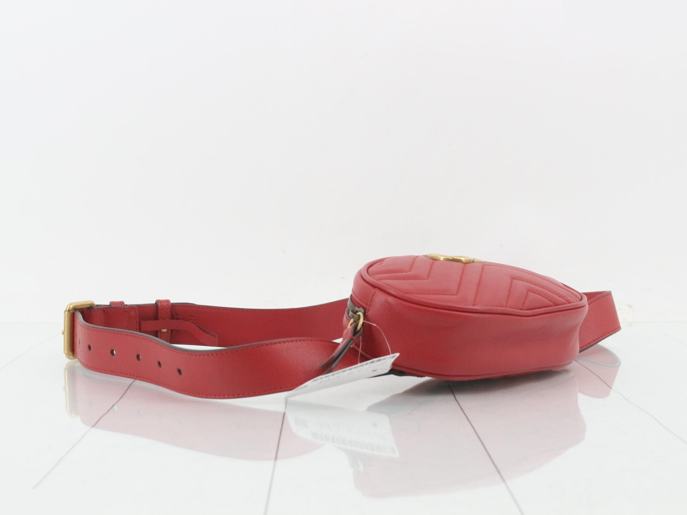 GG Marmont Leather Body Bag/Waist Bag, Red — view 5