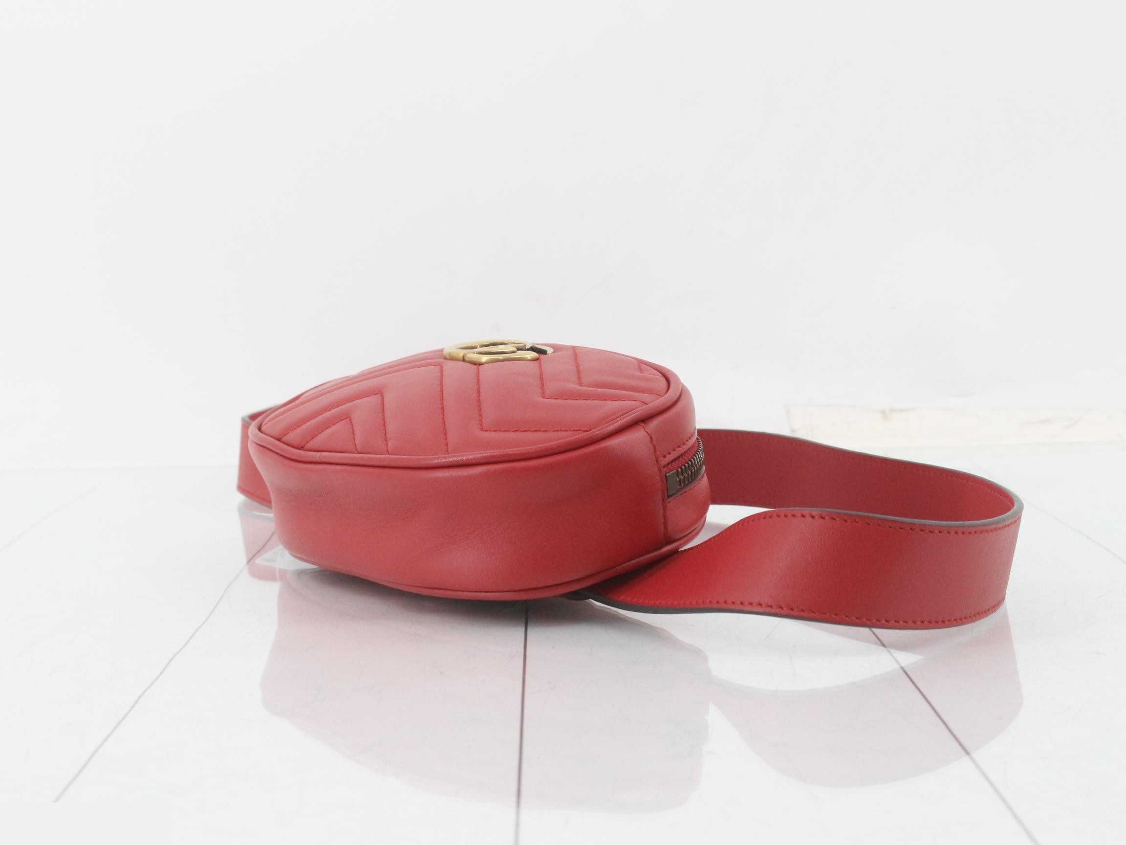 GG Marmont Leather Body Bag/Waist Bag, Red — view 6