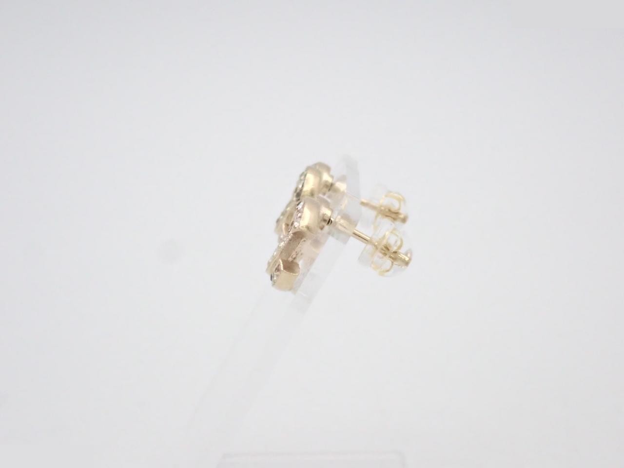 earrings, F17V, 1.3cm wide, Coco Mark, rhinestone, gold. — view 3