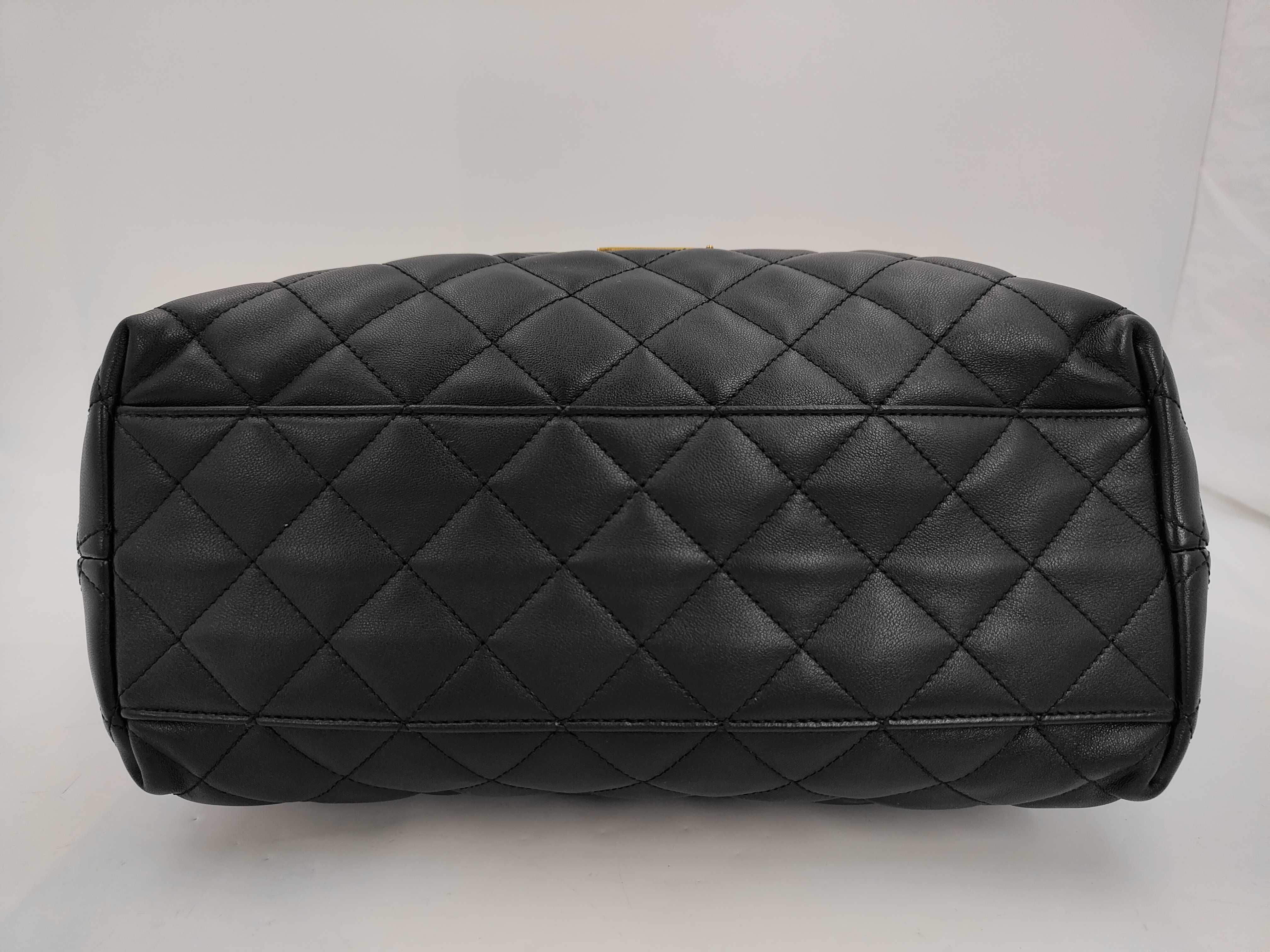 ICARE Black Quilted Lambskin Leather Large Tote Bag with Sub-Bag — view 3