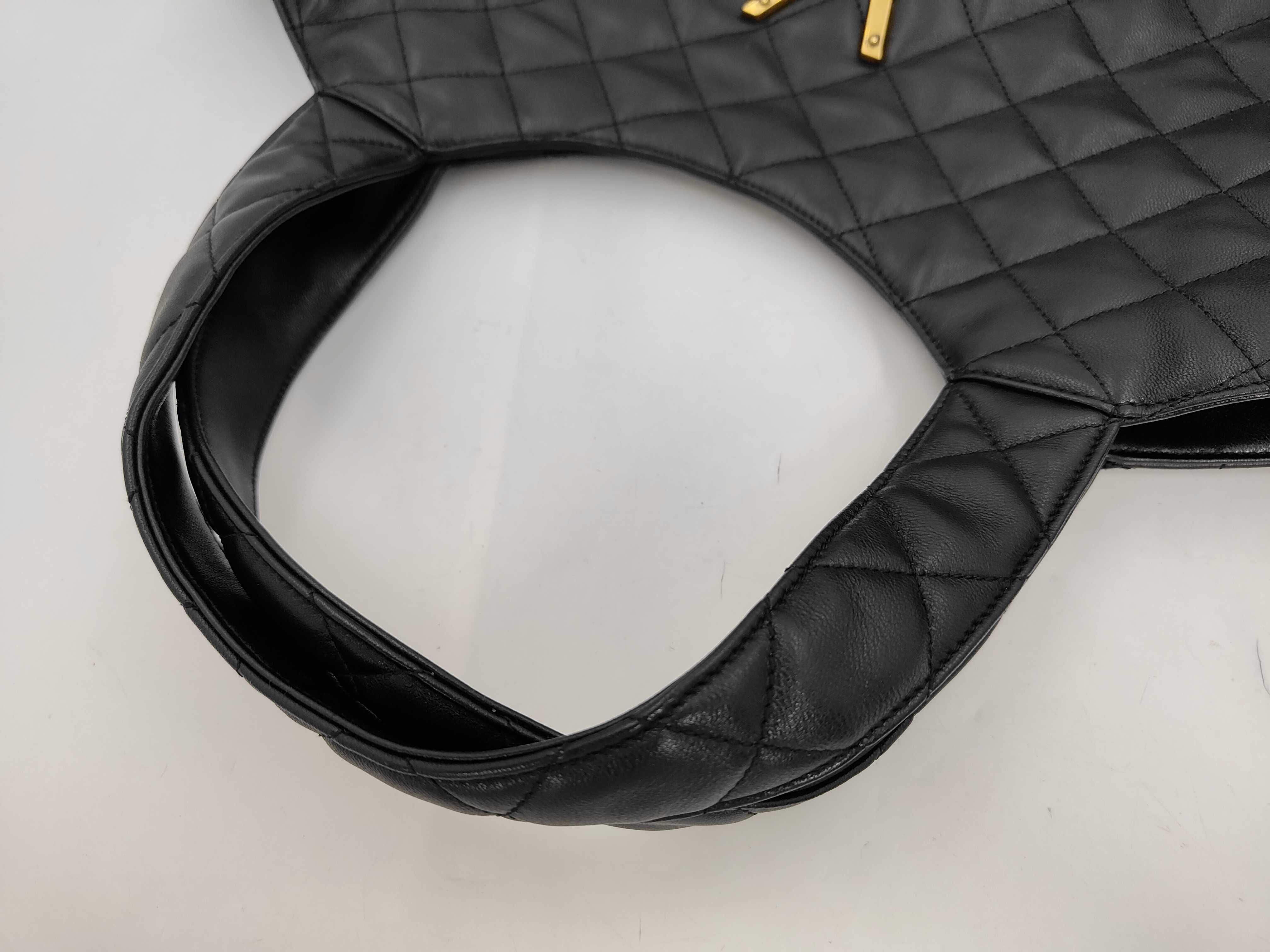 ICARE Black Quilted Lambskin Leather Large Tote Bag with Sub-Bag — view 5