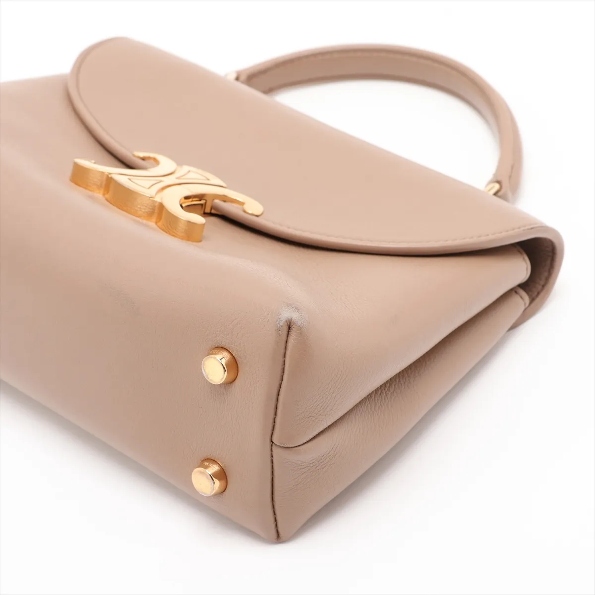 Triomphe Teen Nino Leather 2-Way Handbag, Beige — view 3
