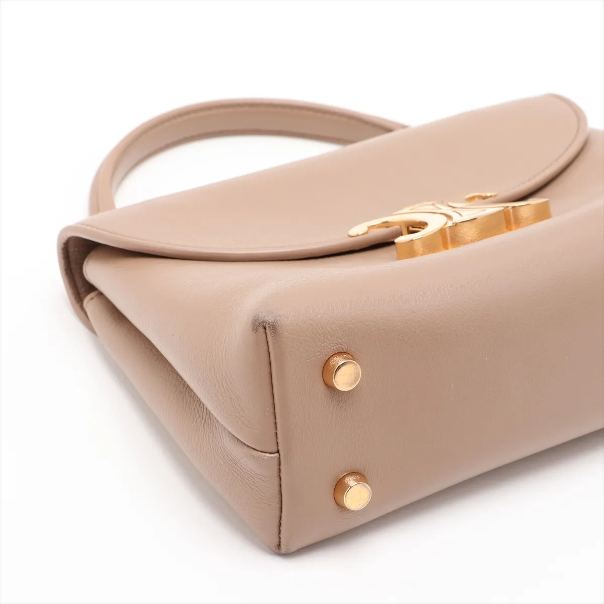 Triomphe Teen Nino Leather 2-Way Handbag, Beige — view 4