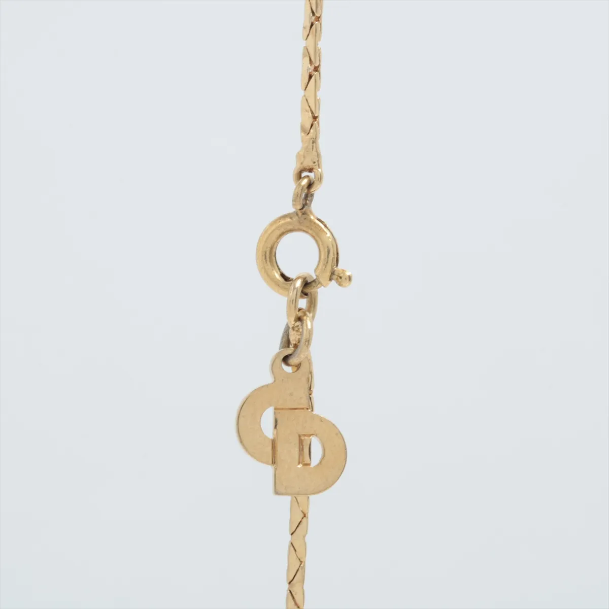 necklace, gold plated, rhinestones, and faux pearls. Shows signs of wear, — view 3