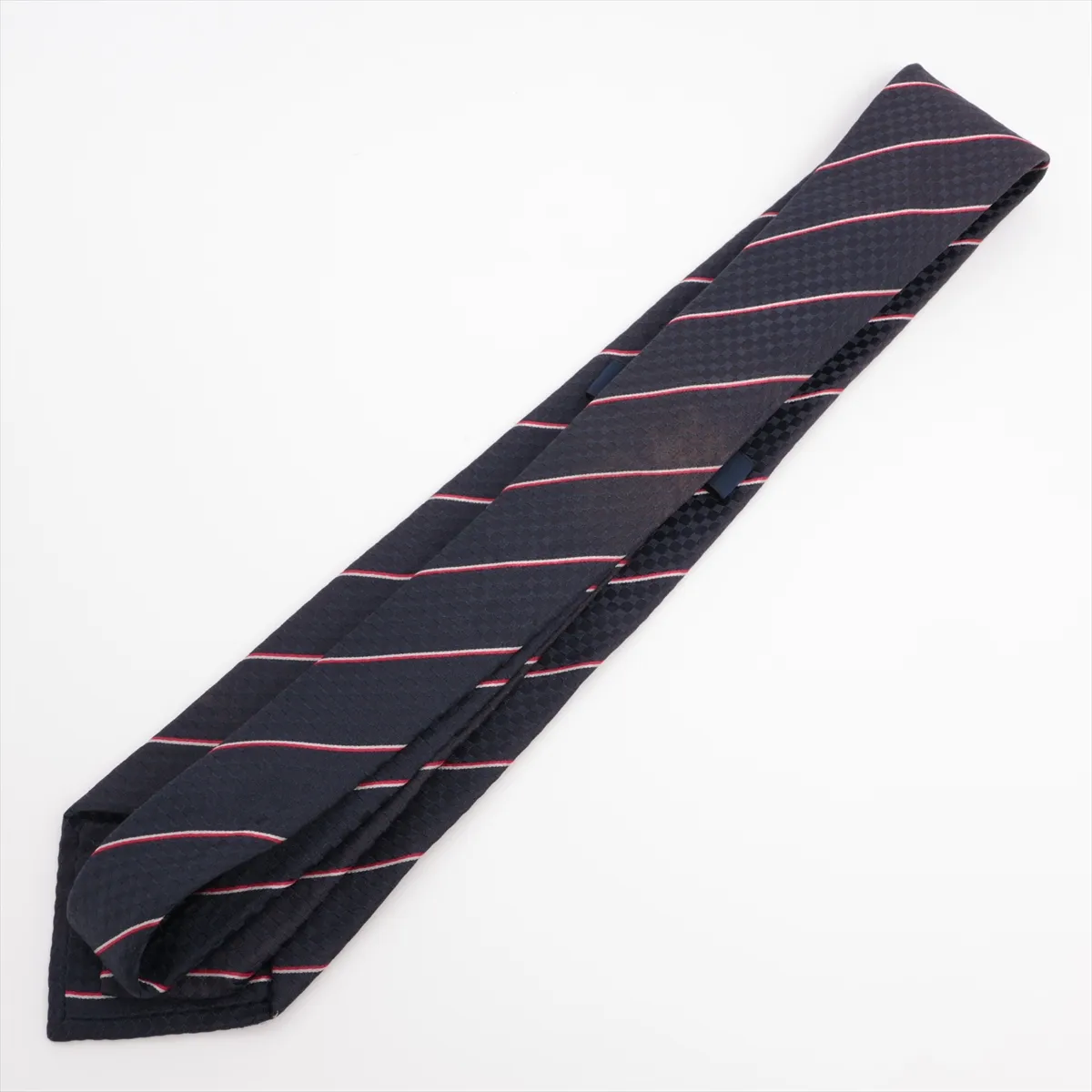 M78755 Cravat Ex IS0138 Tie, Silk, Navy. Shows signs of wear, — view 2