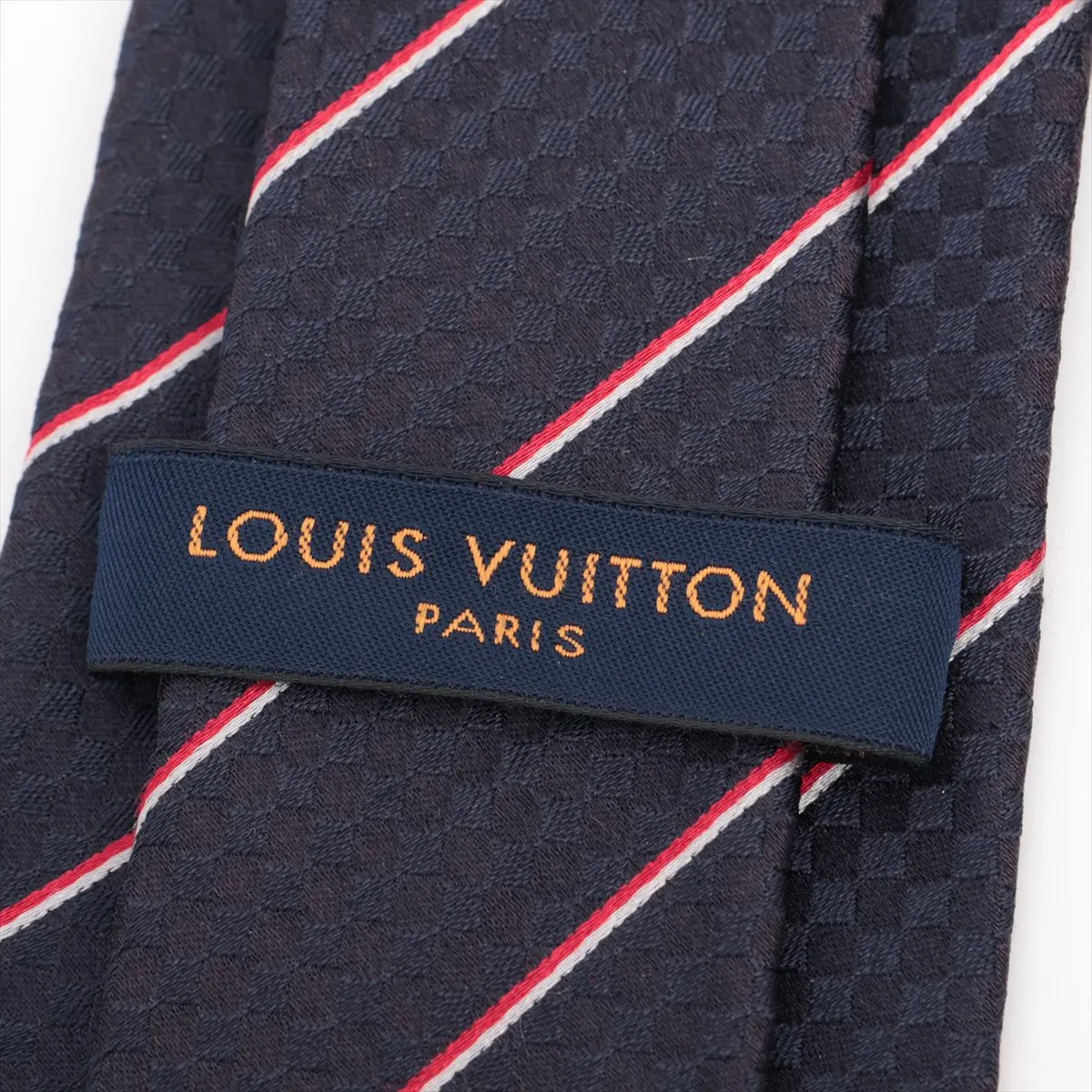 M78755 Cravat Ex IS0138 Tie, Silk, Navy. Shows signs of wear, — view 3