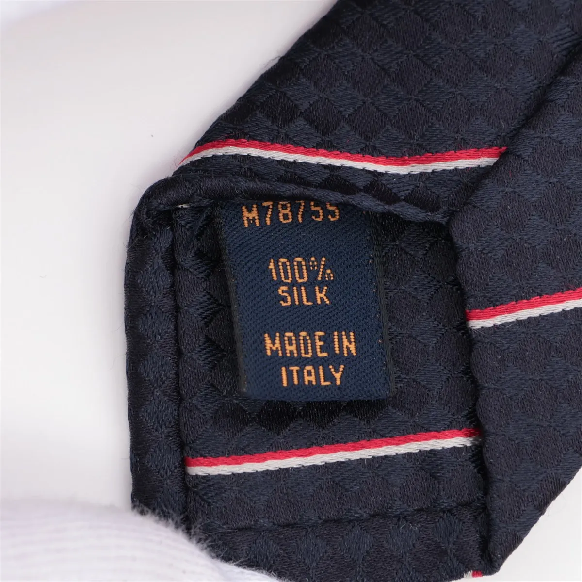 M78755 Cravat Ex IS0138 Tie, Silk, Navy. Shows signs of wear, — view 4