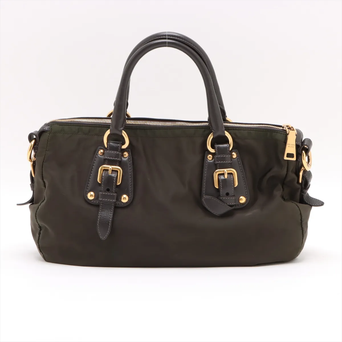 Nylon x Leather 2WAY Handbag Green BN2002 Bearer Guarantee — view 2