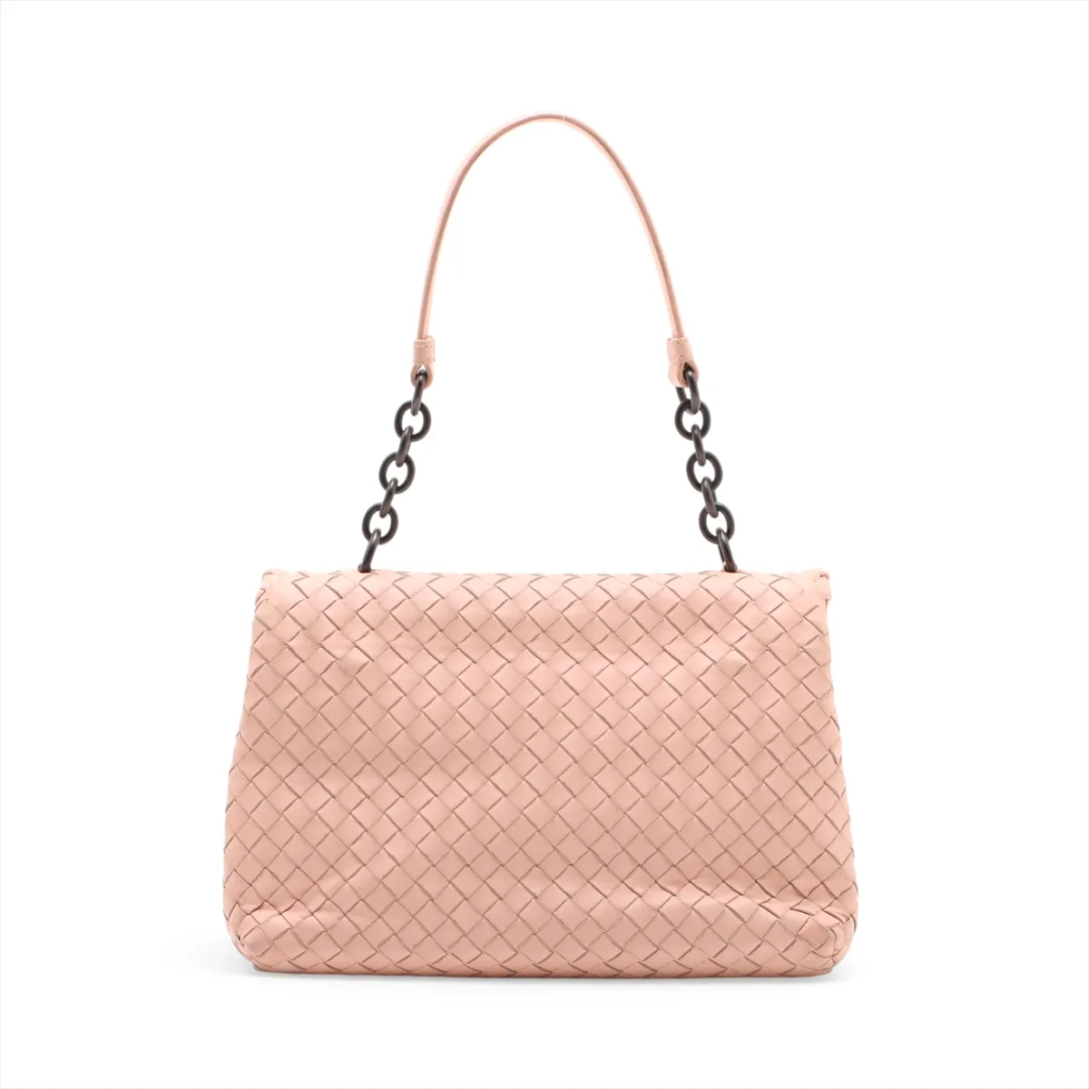 Intrecciato Leather Chain Shoulder Bag, Pink — view 2