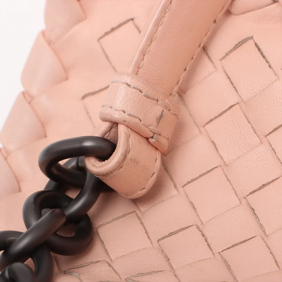 Intrecciato Leather Chain Shoulder Bag, Pink — view 11