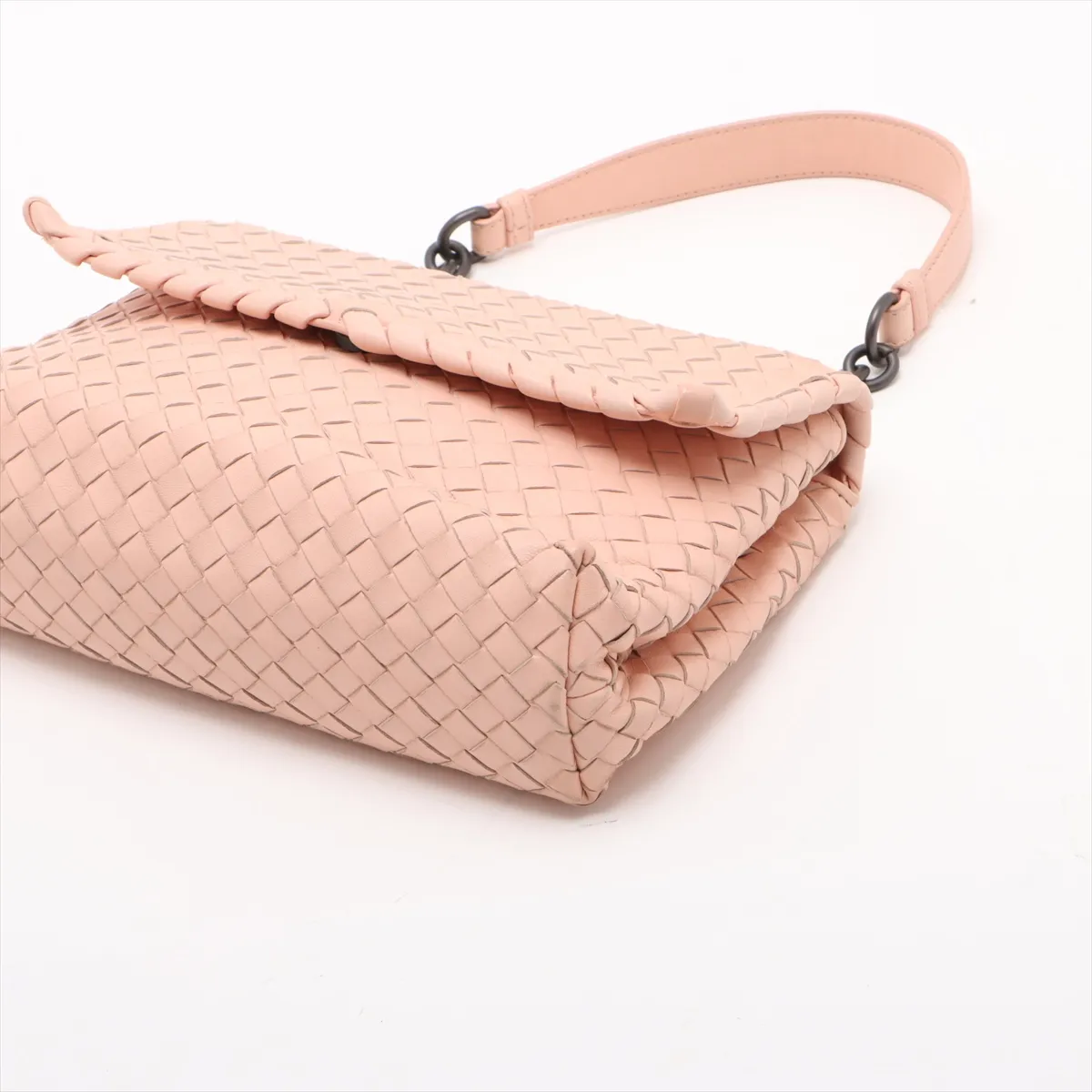 Intrecciato Leather Chain Shoulder Bag, Pink — view 3