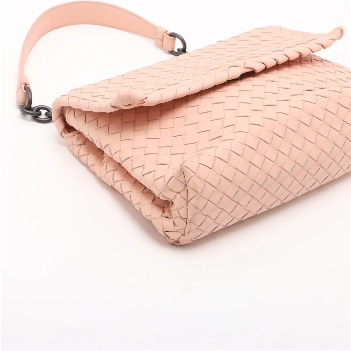Intrecciato Leather Chain Shoulder Bag, Pink — view 4